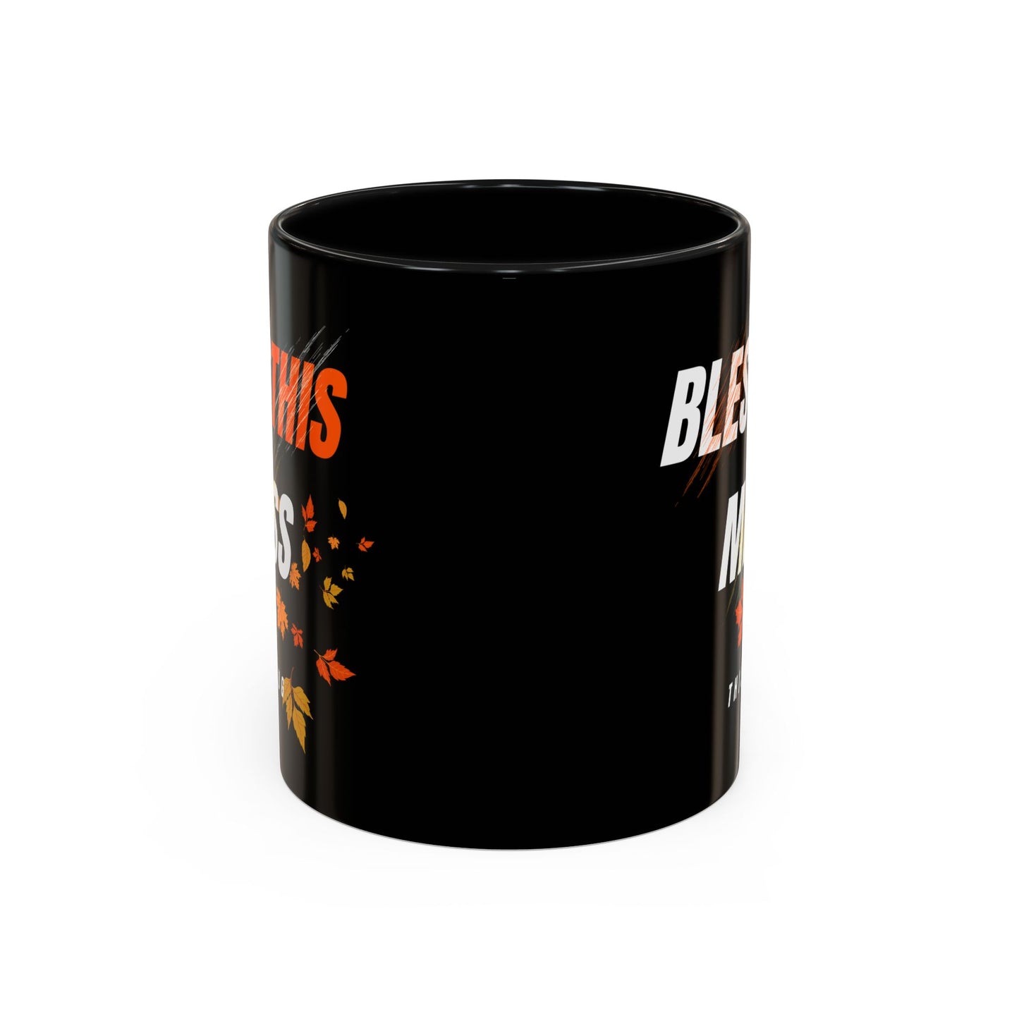 Bless This Mess Coffee Mug, Autumn Mug, Funny Mug Gift, Black Ceramic Mug, Fall Coffee Cup
