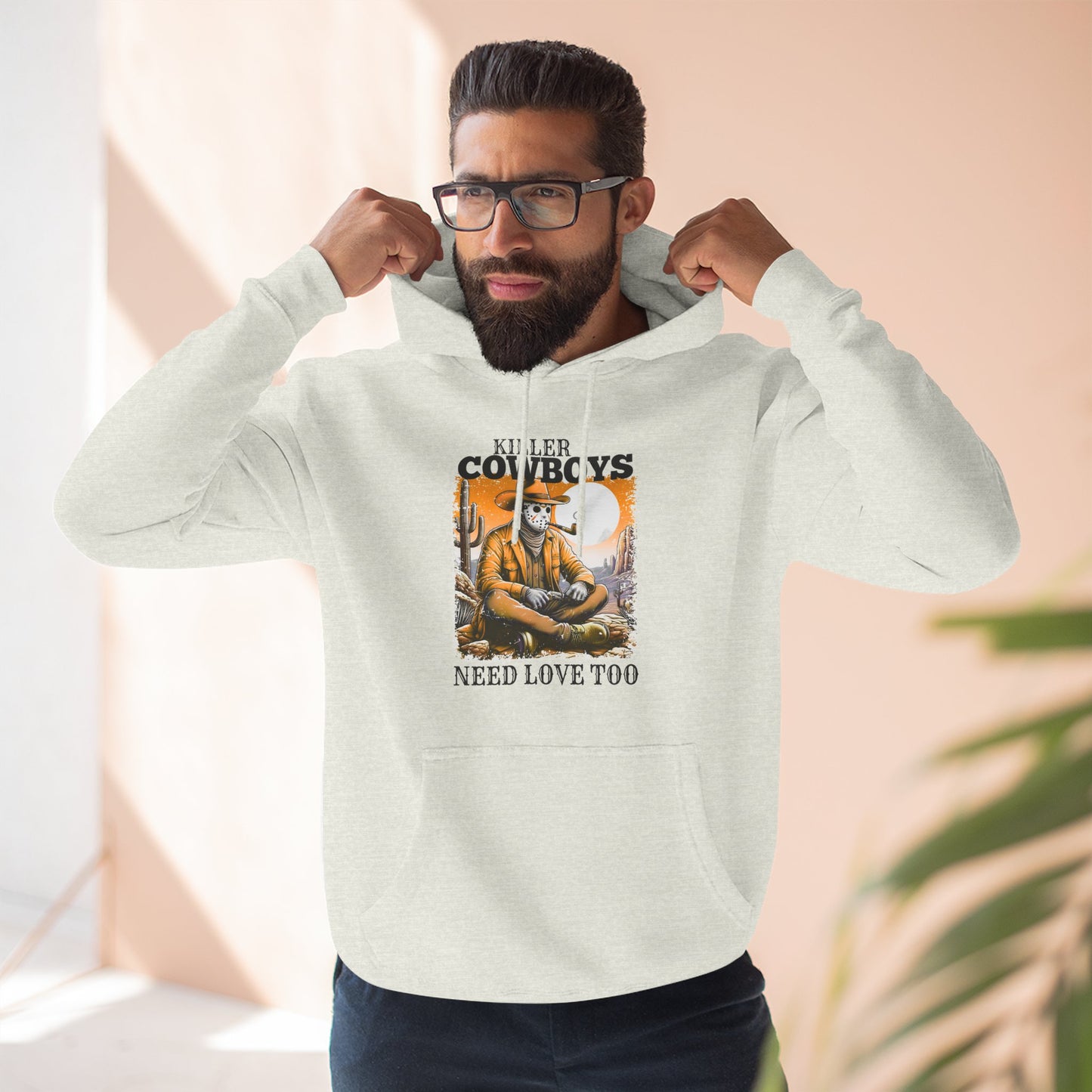 Three-Panel Fleece Hoodie-Front & Back Images