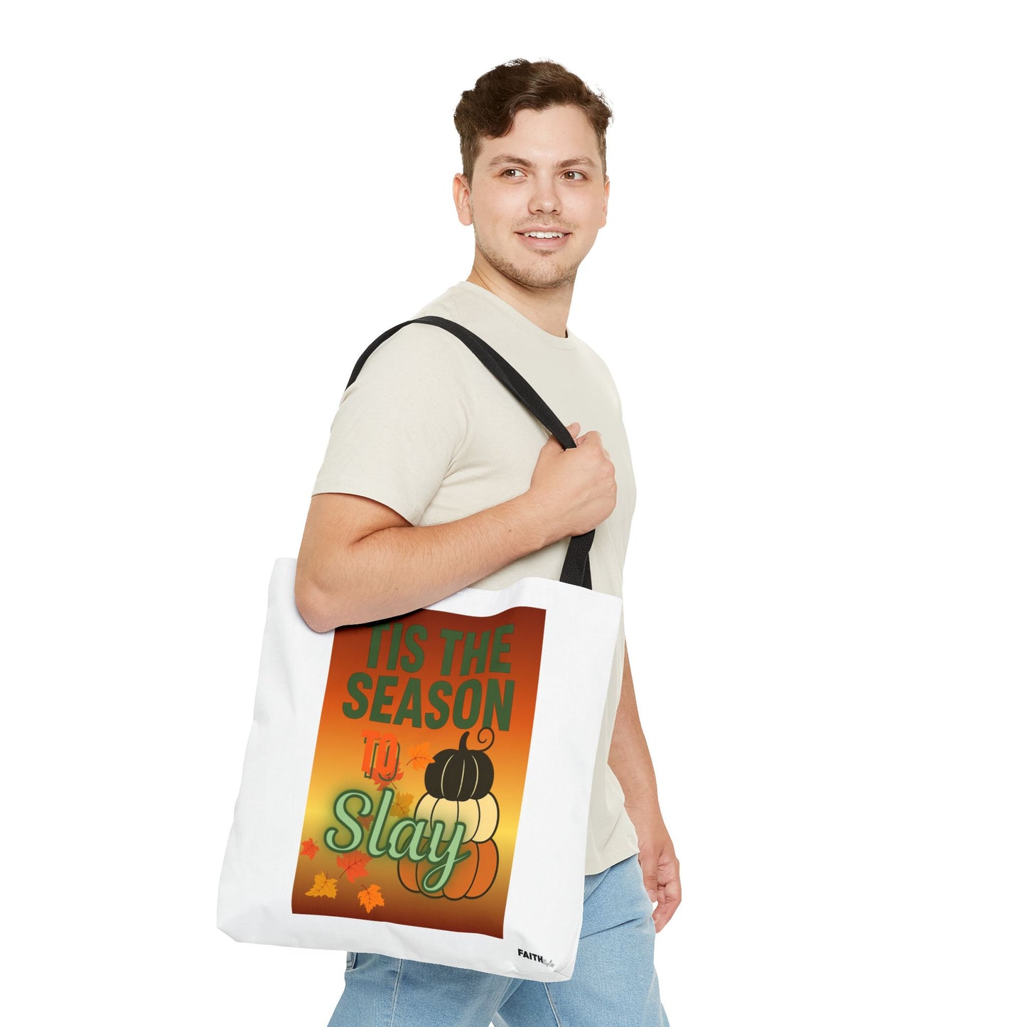 FaithStyles Seasonal Tote Bag: 'Tis the Season to Slay | Fall Shopping Bag, Halloween Tote, Autumn Handbag, Gift Bag, Eco-Friendly Tote