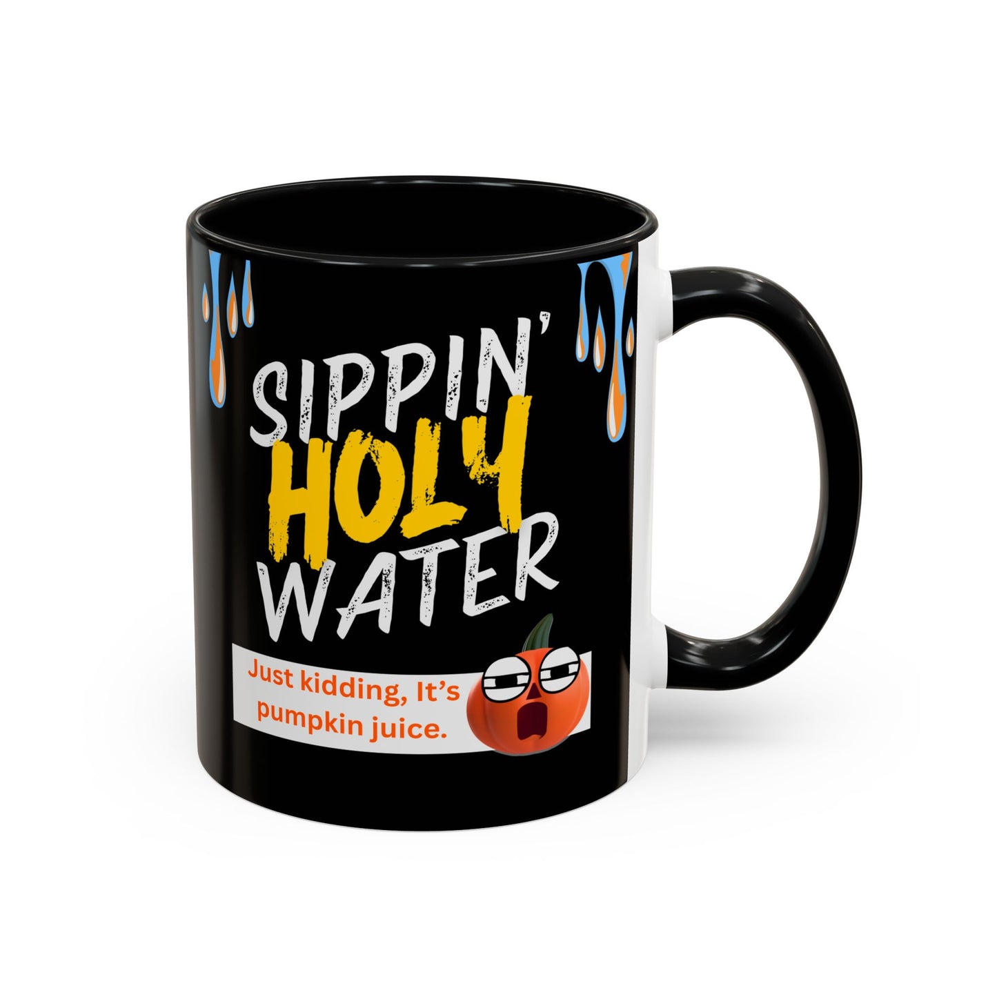 Sippin' Holy Water Coffee Mug, Funny Pumpkin Juice Mug, Halloween Coffee Cup, Unique Gift for Fall, Cute Office Mug, Quirky Kitchenware