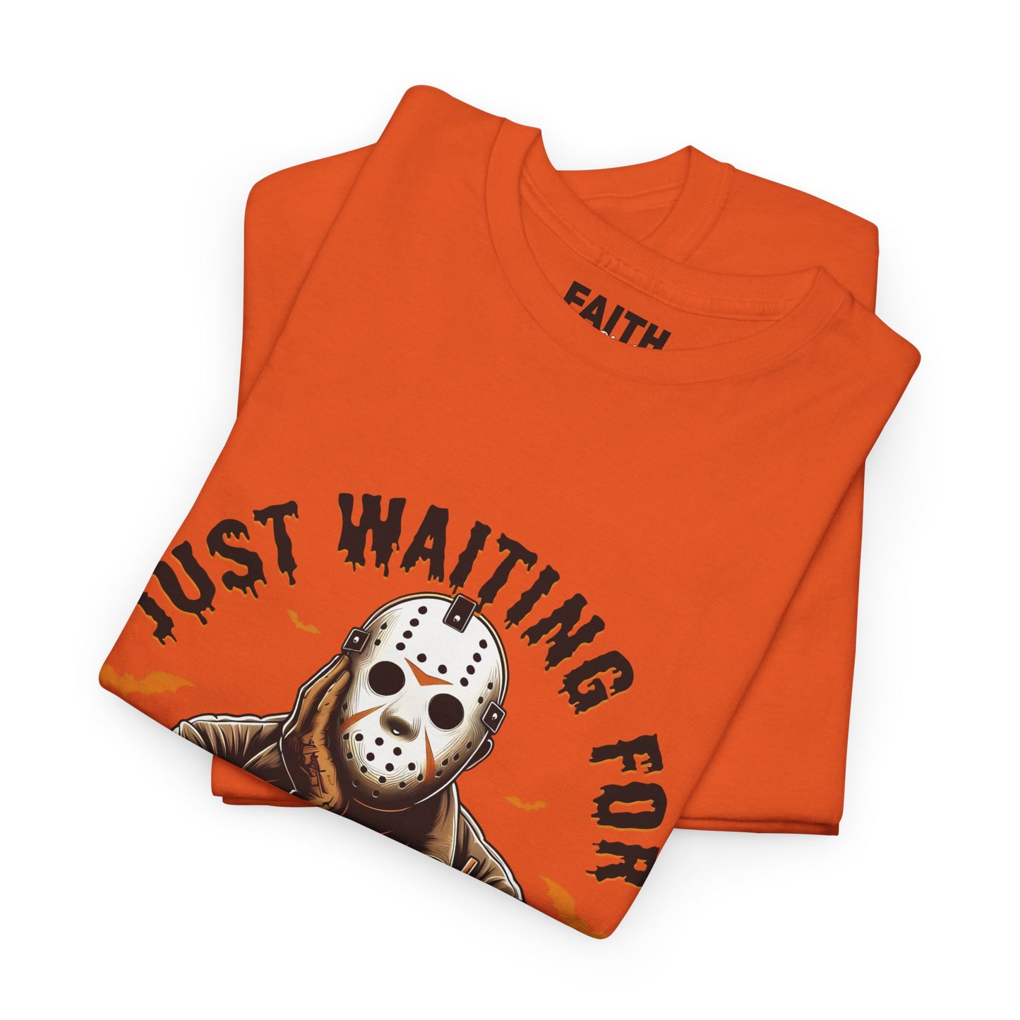 Unisex Halloween Graphic Tee, Spooky T-Shirt for Fall, Just Waiting for My Killer Date Shirt, Perfect for Halloween Parties or Gift