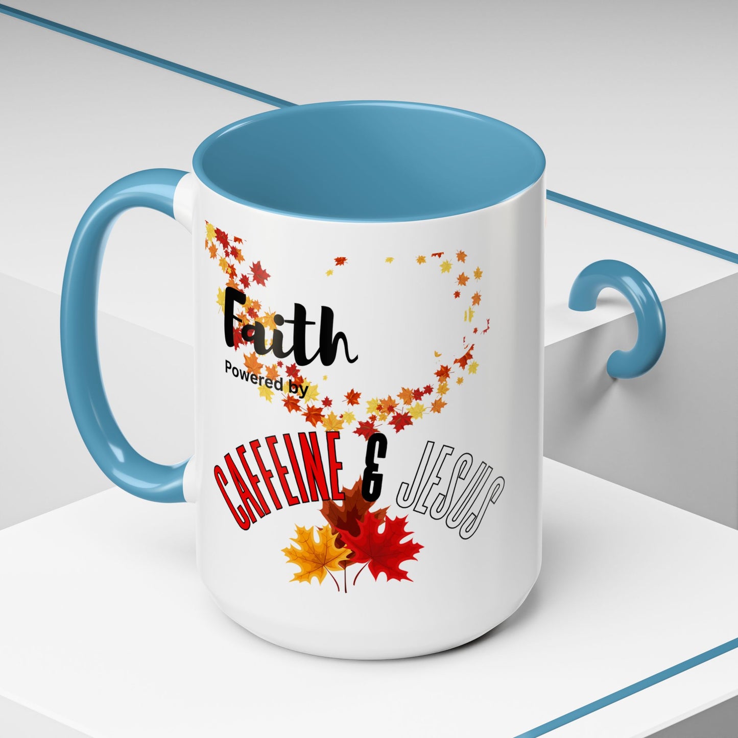 Faith & Caffeine Fall Coffee Mug | Perfect for Autumn Lovers, Thanksgiving Gift, Religious Coffee Cup, Inspirational Drinkware, Cozy Vibes