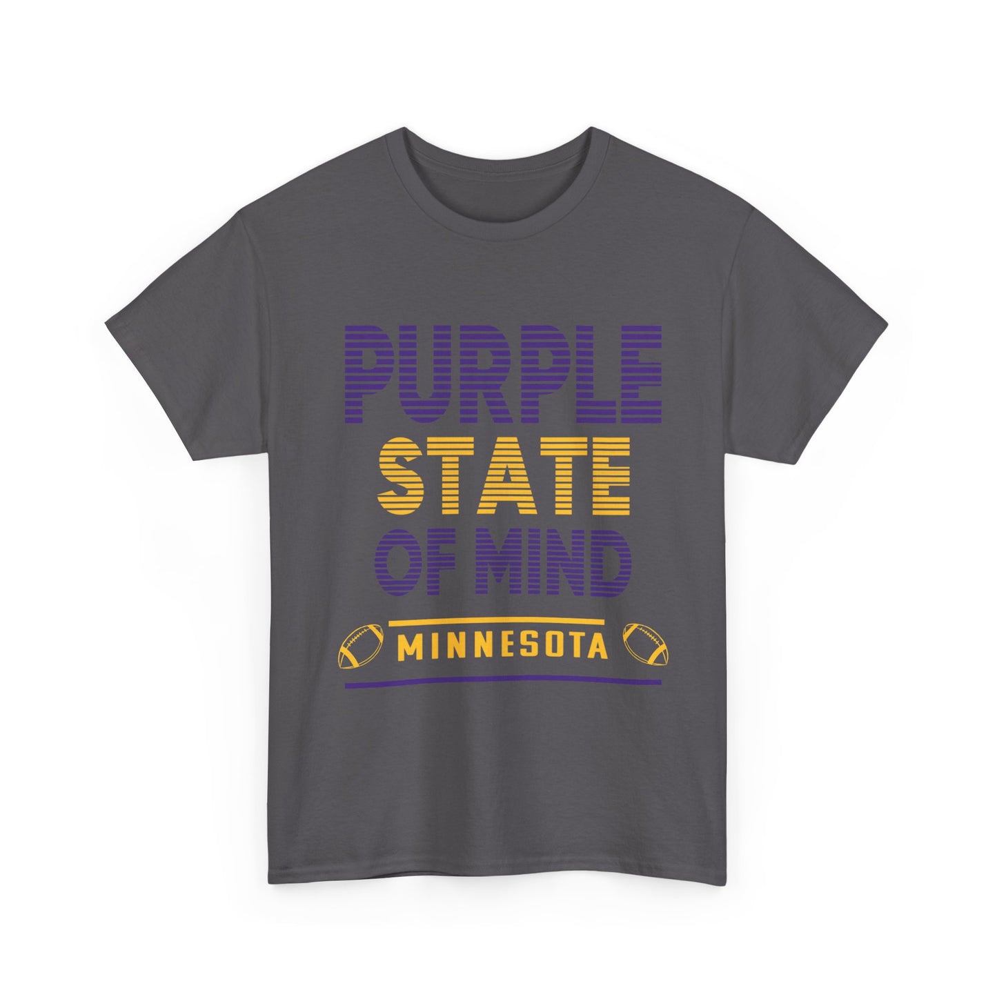 Purple State of Mind Male Cotton Tee, Comfortable Casual Wear, Gift for Minnesota Lovers, Birthday, College Apparel