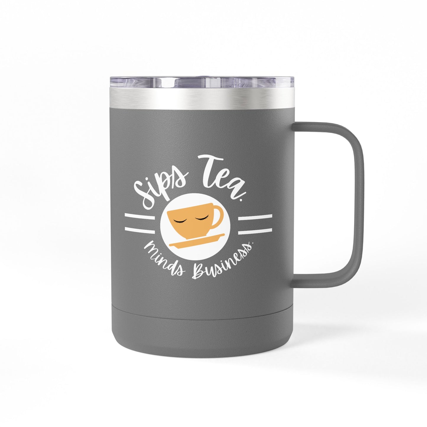 Coffee Lover's Tumbler with Sips Tea Design, Insulated Mug for Home, Travel, Gift for Coffee & Tea Lovers, Birthday, Office, Everyday Use