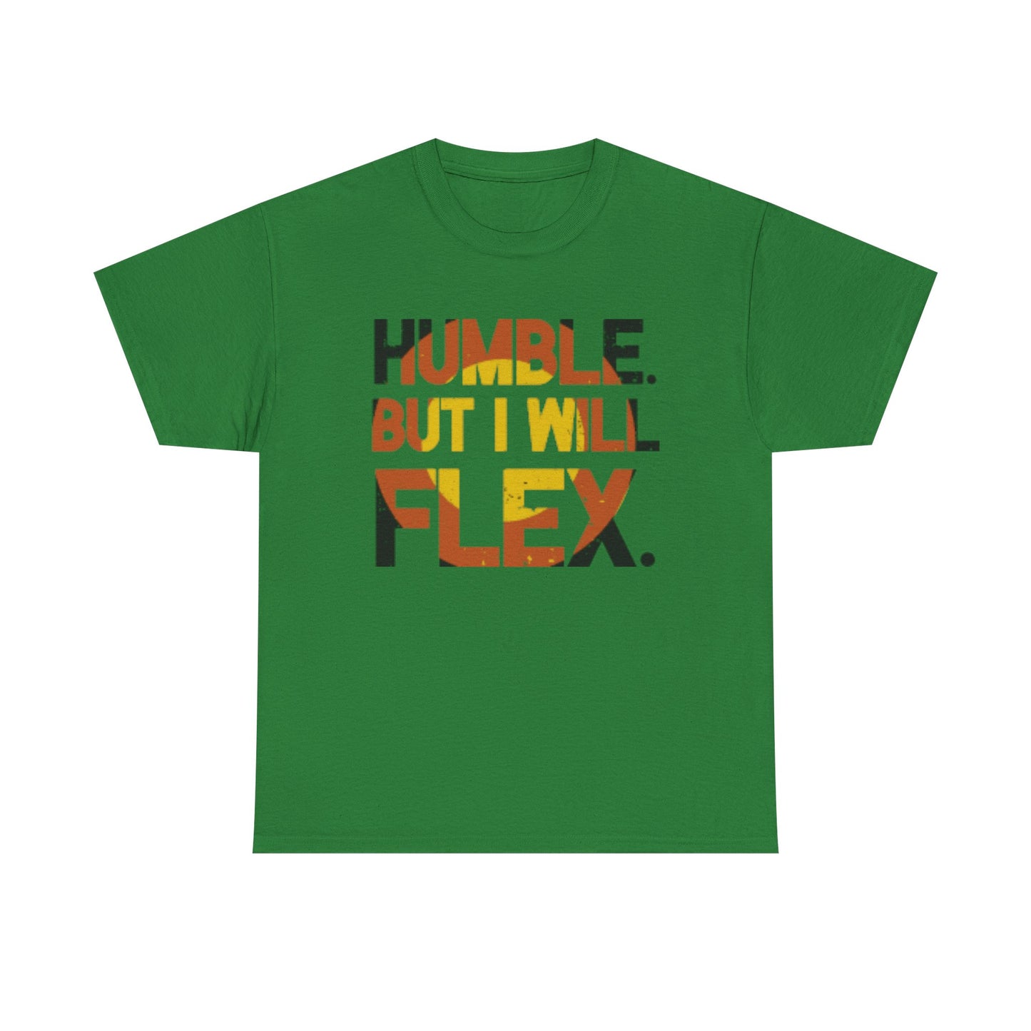 Male Heavy Cotton Tee - 'Humble. But I Will Flex.' Motivational Shirt, Gift for Fitness Lovers, Casual Top, Birthday Gift, Gym Wear