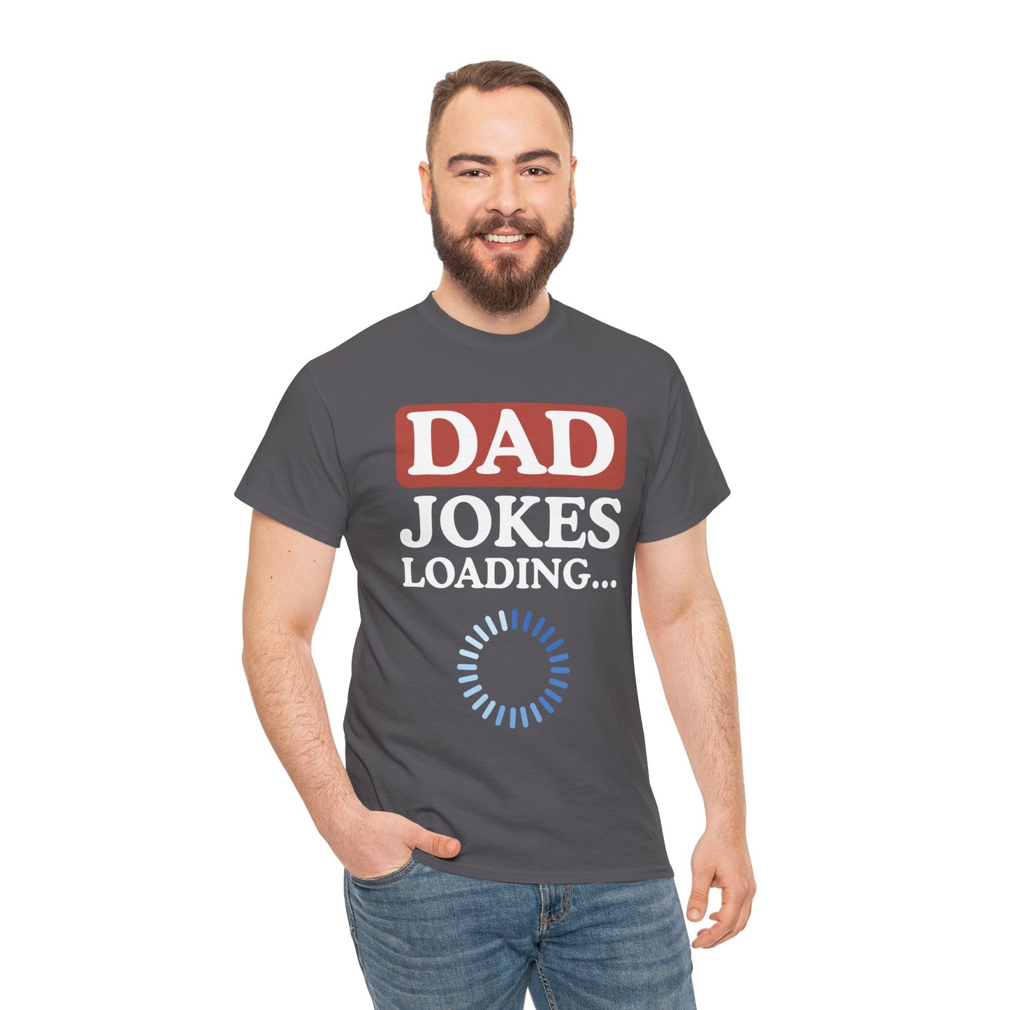 Dad Jokes Loading Unisex Heavy Cotton Tee, Funny Father's Day Gift, Humor T-Shirt, Dad Shirt, Gag Gift for Dads, Casual Everyday Wear