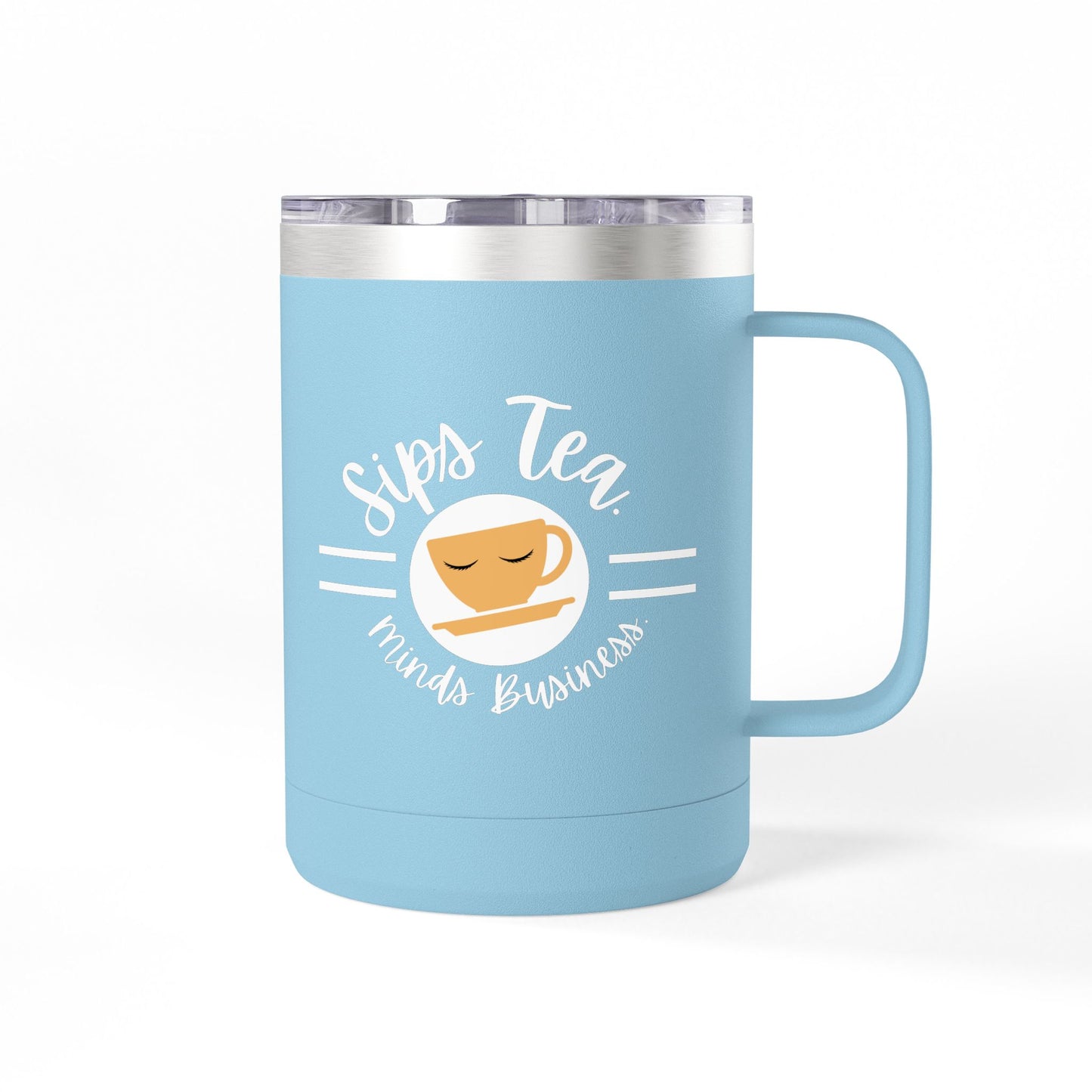 Coffee Lover's Tumbler with Sips Tea Design, Insulated Mug for Home, Travel, Gift for Coffee & Tea Lovers, Birthday, Office, Everyday Use