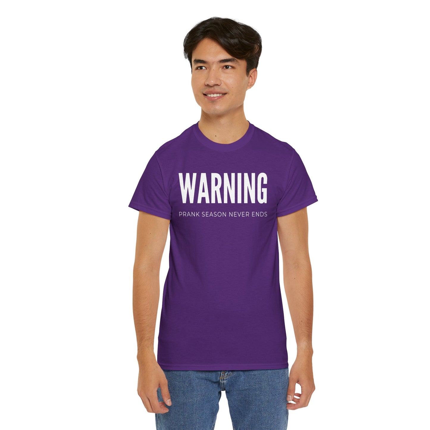 Warning Prank Season Unisex Heavy Cotton Tee | Fun Gift, Casual Wear, Comedy Merchandise, Birthday Gift, Prankster Shirt