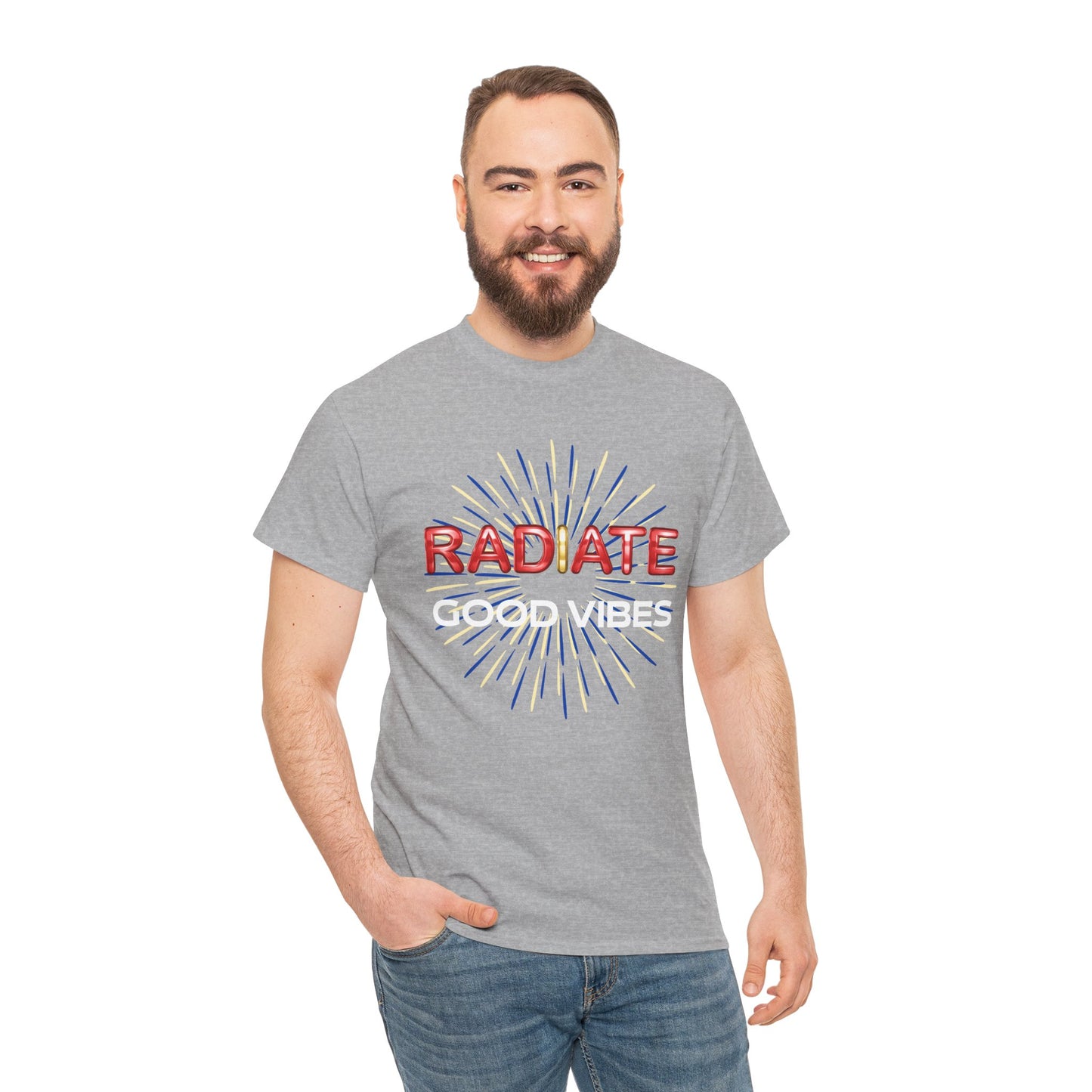 Radiate Unisex Heavy Cotton Tee - Positive Vibe Shirt, Gift for Friends, Motivational Apparel, Casual Wear, Everyday Comfort