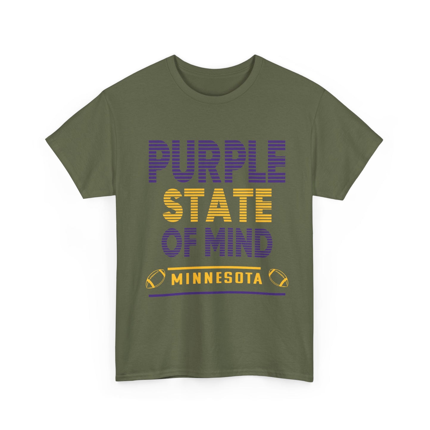 Purple State of Mind Male Cotton Tee, Comfortable Casual Wear, Gift for Minnesota Lovers, Birthday, College Apparel