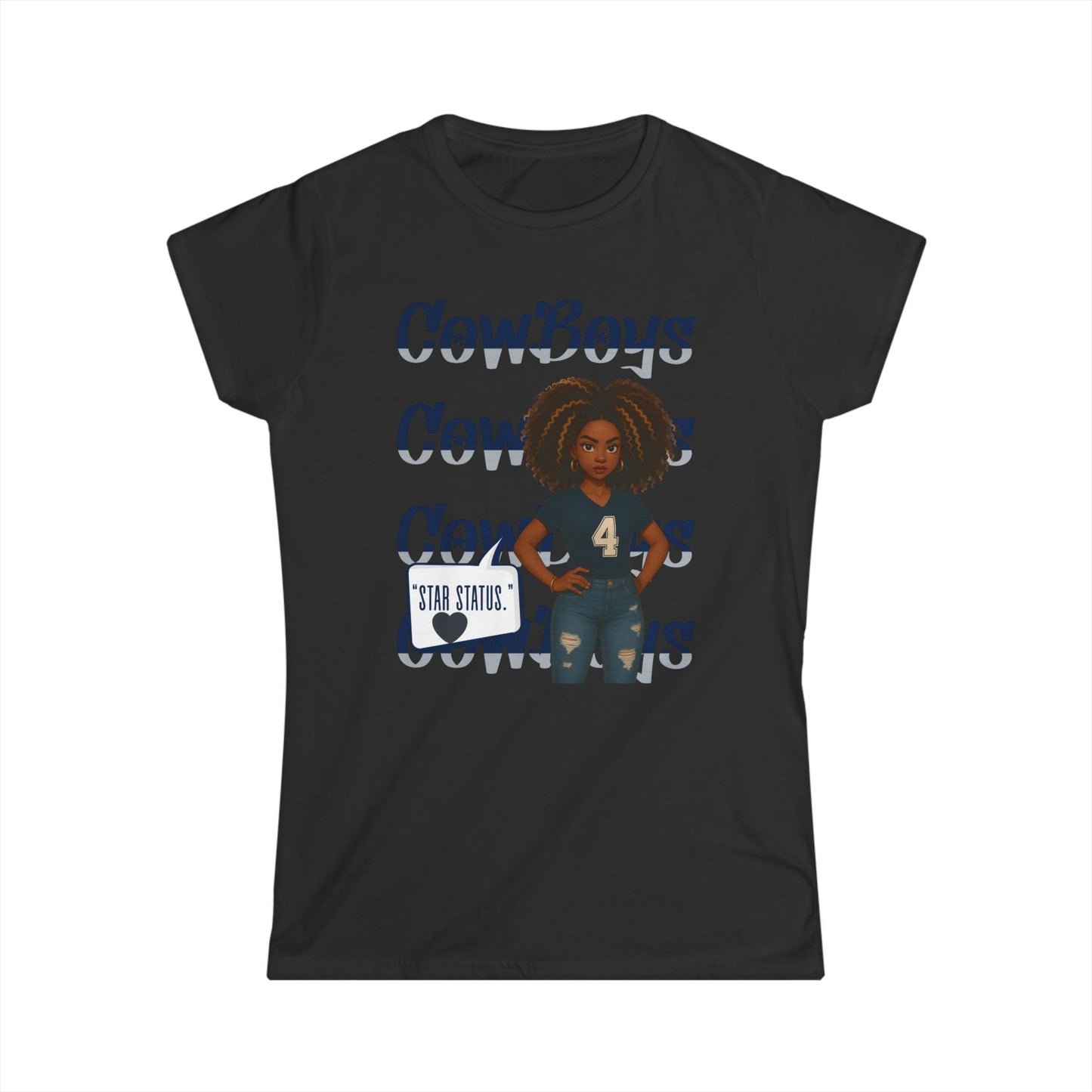 Cowboys Graphic Women's Tee, Softstyle Shirt, Football Fan Apparel, Sportswear Gift, Casual Cute Top