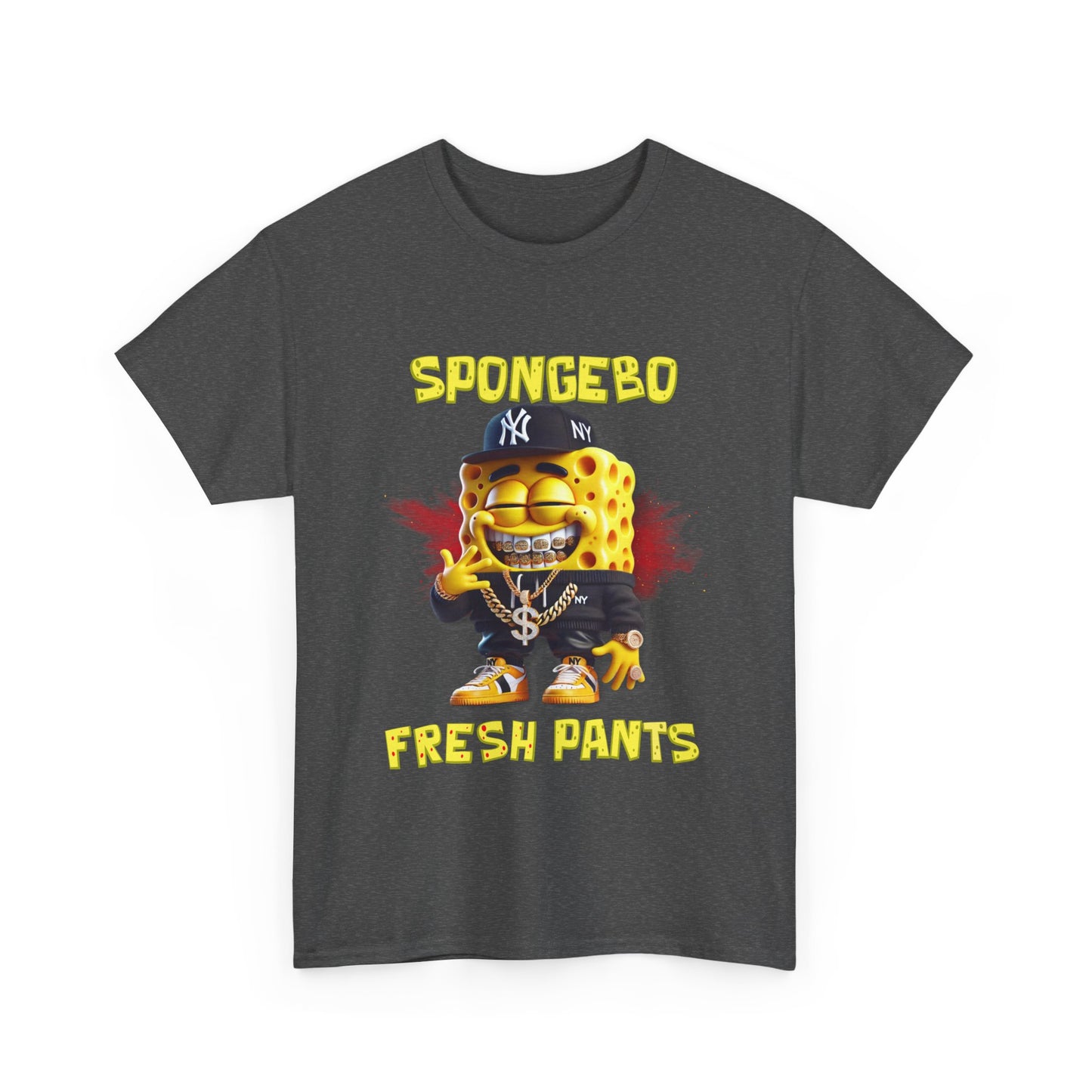 SpongeBo Fresh Pants Unisex Heavy Cotton Tee - Fun Graphic T-Shirt for Kids and Adults
