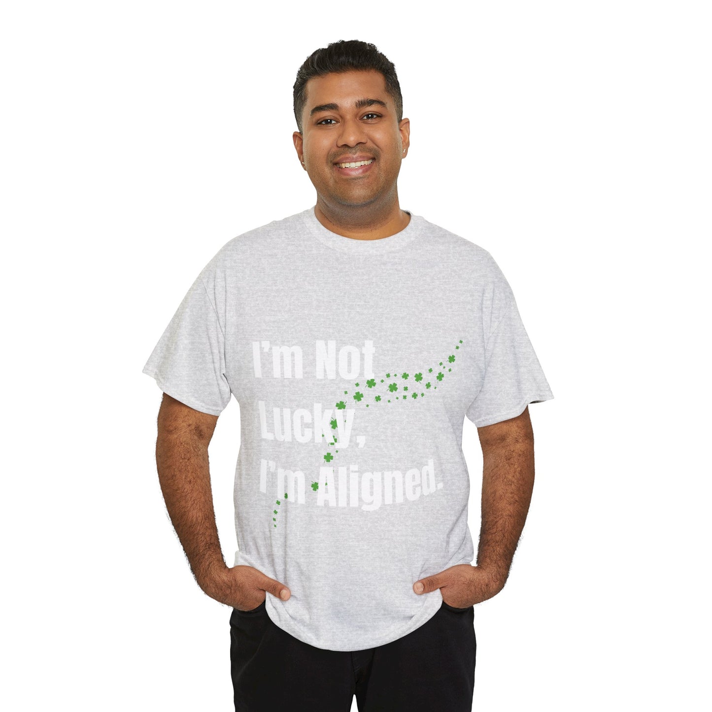 "I’m Not Lucky, I’m Aligned" Unisex Heavy Cotton T-shirt - Motivational Tee for Positivity and Alignment