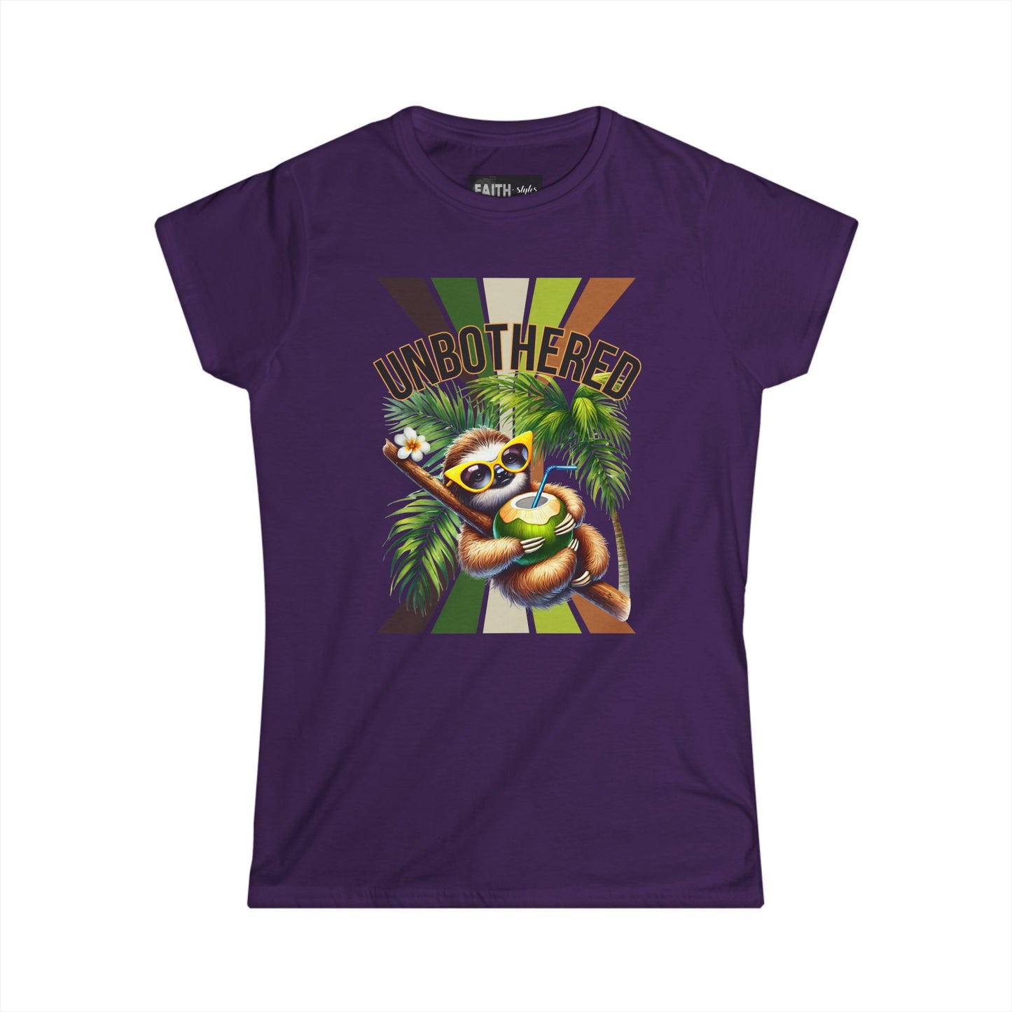 Unbothered Sloth Women's Softstyle Tee, Fun T-Shirt, Casual Wear, Vacation Outfit, Gift for Animal Lovers, Summer Top