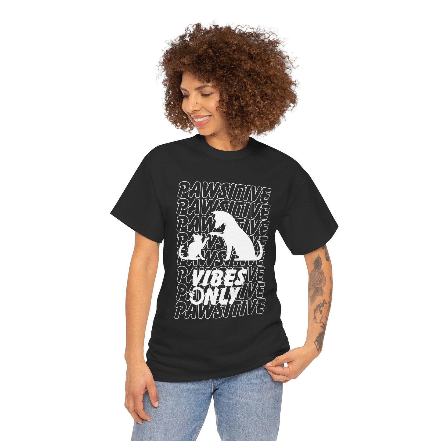 "Pawsitive Vibes Only" Unisex Heavy Cotton T-shirt