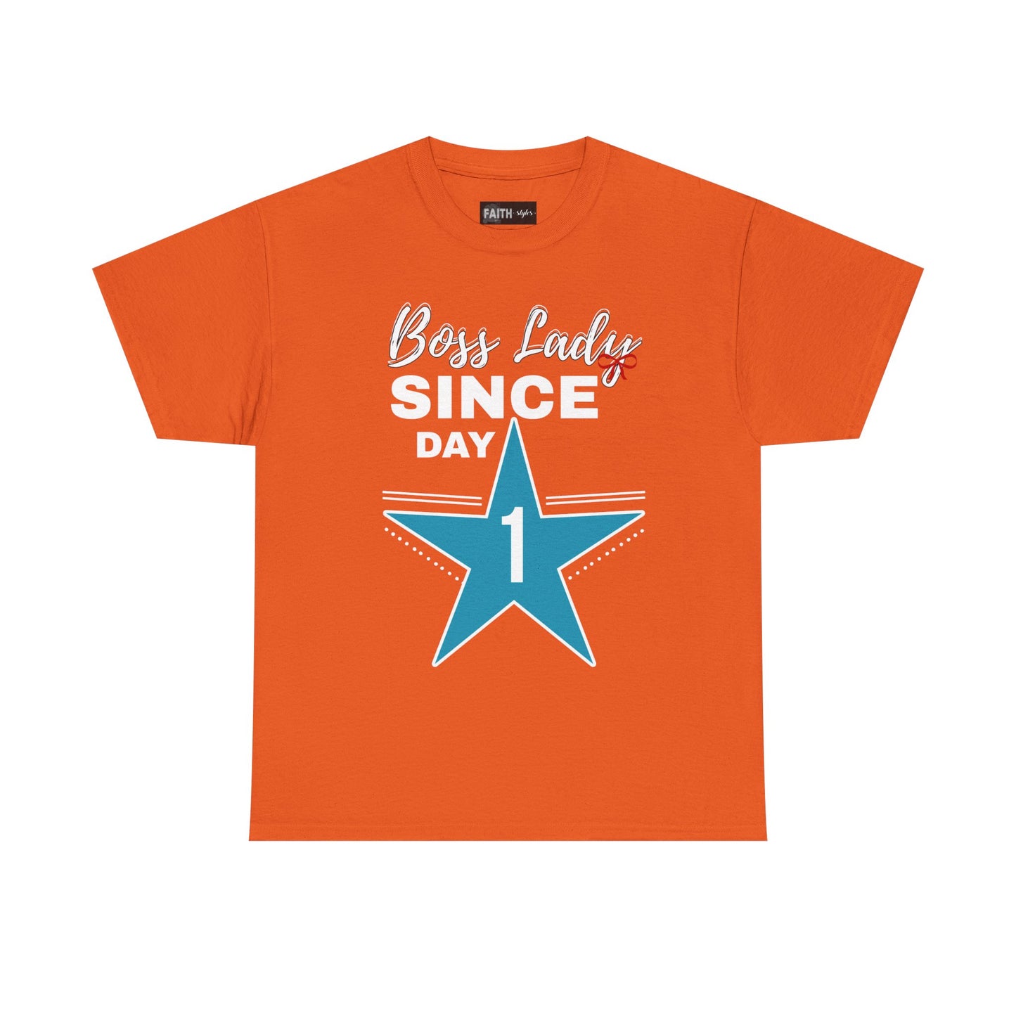 Boss Lady Since Day 1 Tee - Unisex Heavy Cotton Shirt, Perfect for Bosses, Gifts, Celebrations, Fun Occasions, Casual Wear