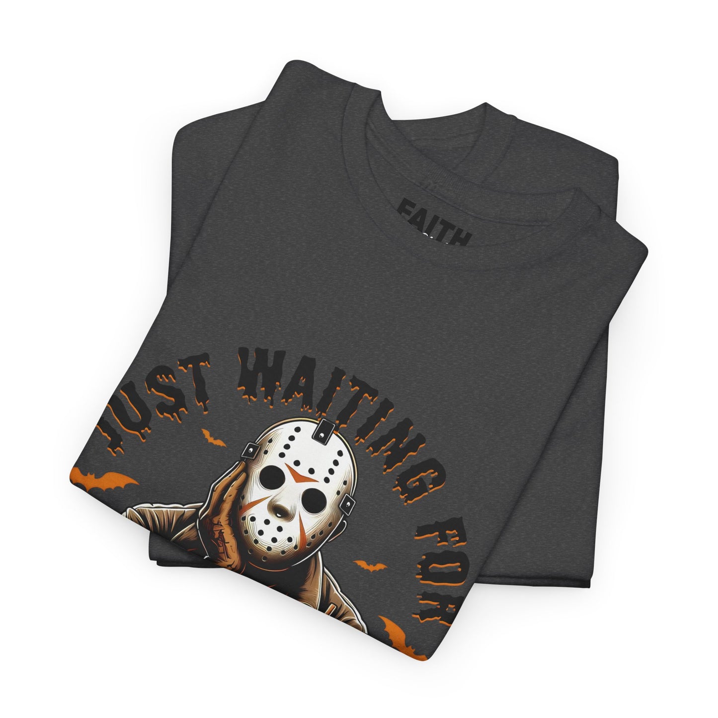 Unisex Halloween Graphic Tee, Spooky T-Shirt for Fall, Just Waiting for My Killer Date Shirt, Perfect for Halloween Parties or Gift