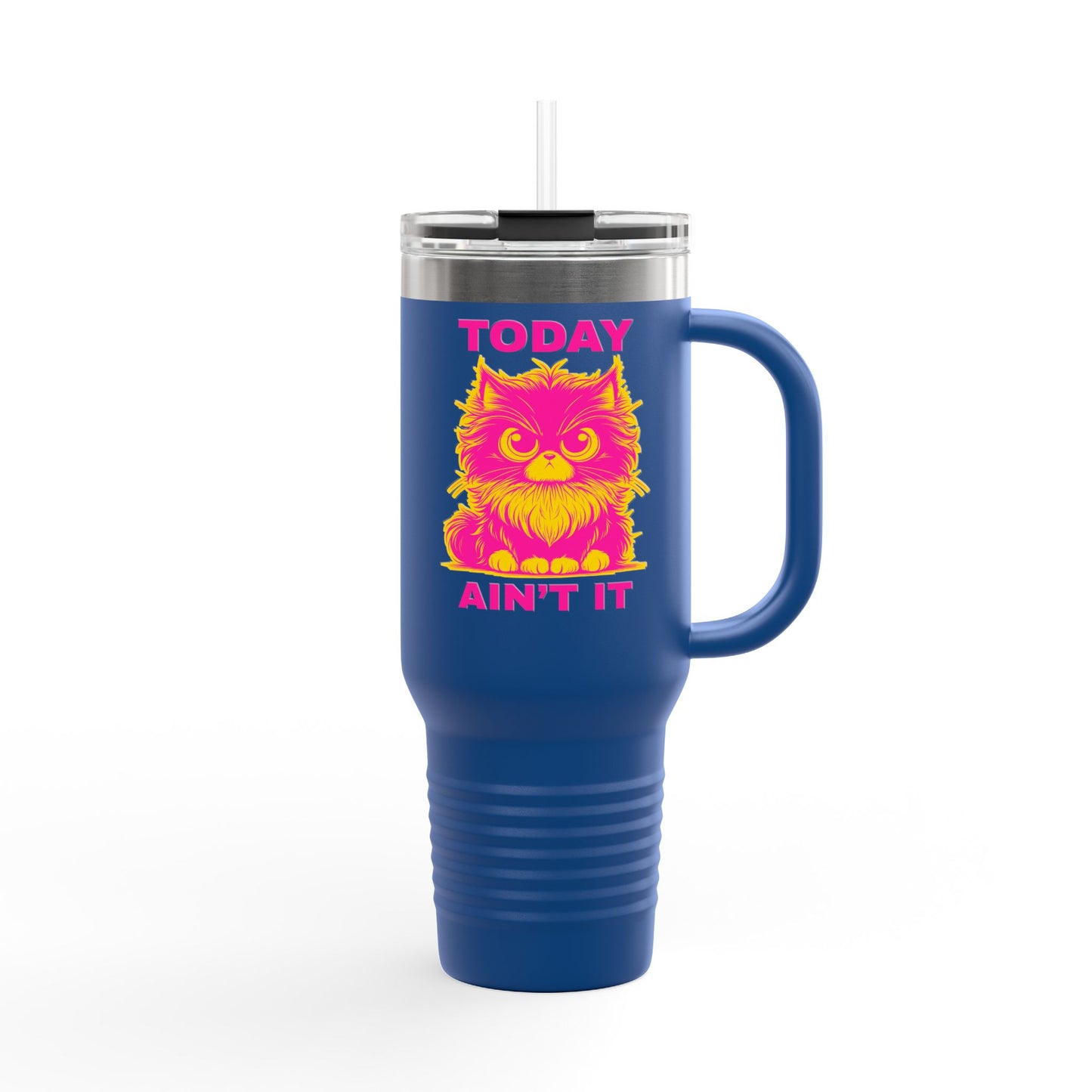 Colorful Insulated Travel Mug with Fun Design, 40oz Coffee Tumbler, Cat Lover Gift, Funny Travel Mug, Perfect for Daily Commute, Birthday