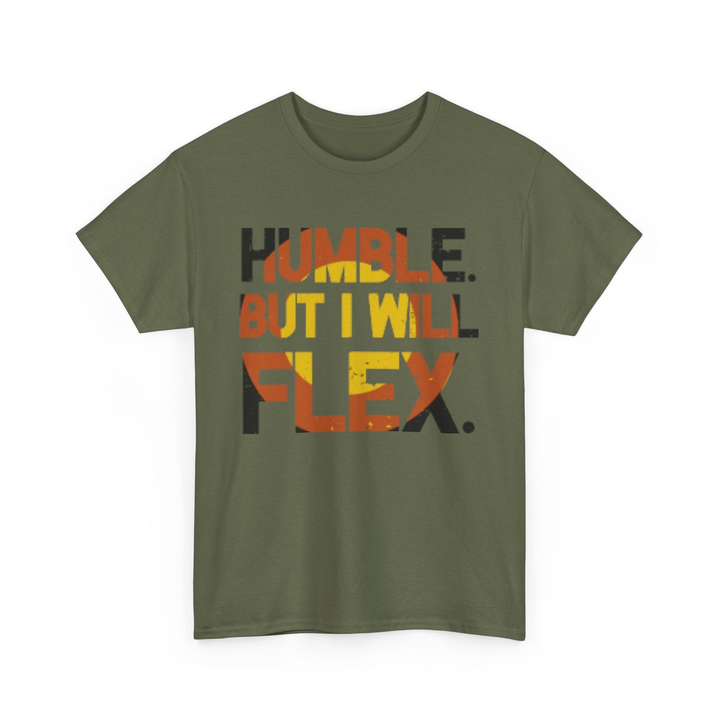 Male Heavy Cotton Tee - 'Humble. But I Will Flex.' Motivational Shirt, Gift for Fitness Lovers, Casual Top, Birthday Gift, Gym Wear