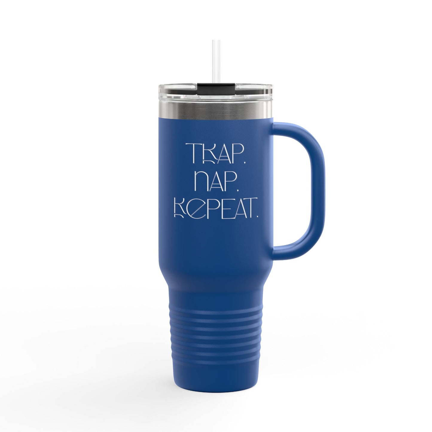 FaithStyles “Trap. Nap. Repeat.” Insulated Travel Tumbler – Stainless Steel Mug with Straw