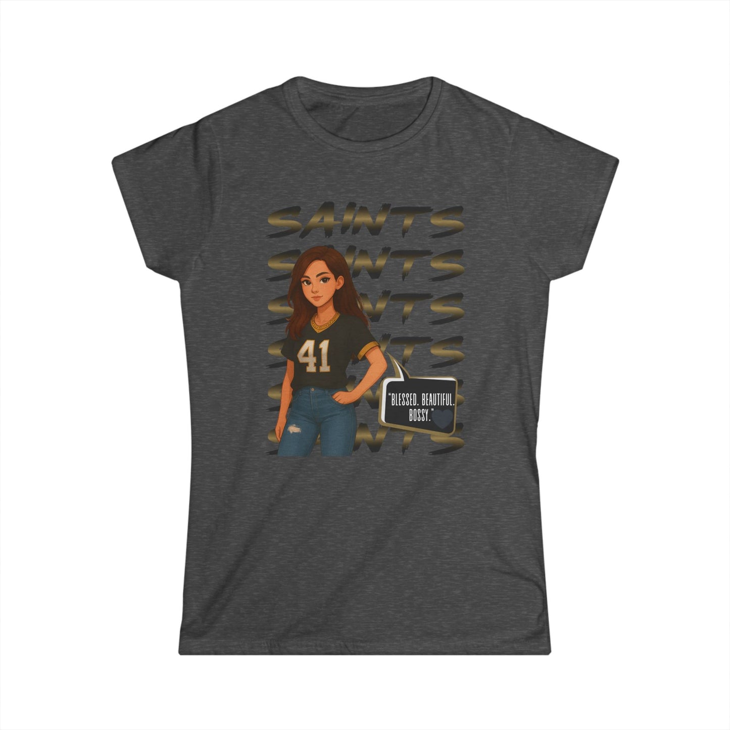 Stylish Women's Saints Tee, Casualwear, Game Day Shirt, Sports Fan Shirt, Cute Graphic Tee, Gift for Her