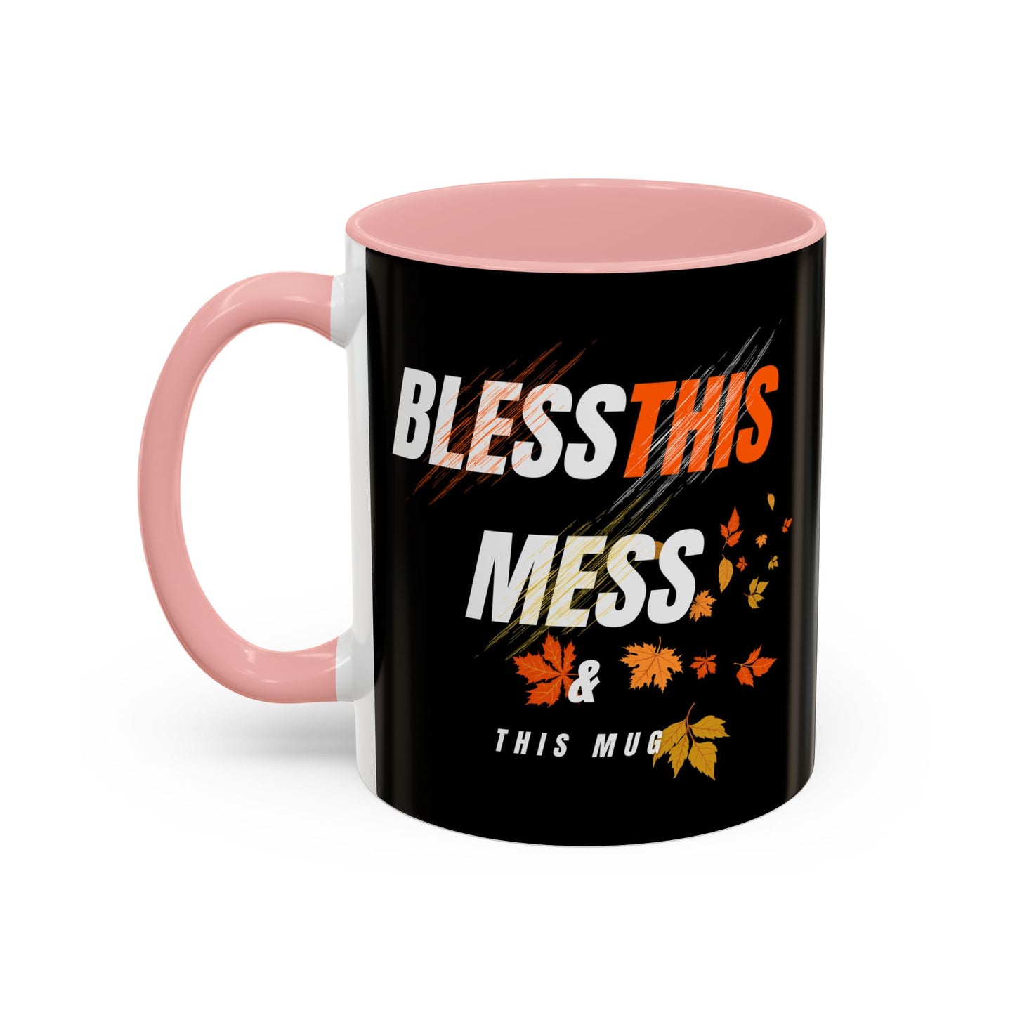 Bless This Mess Coffee Mug, Autumn Mug, Funny Mug Gift, Black Ceramic Mug, Fall Coffee Cup