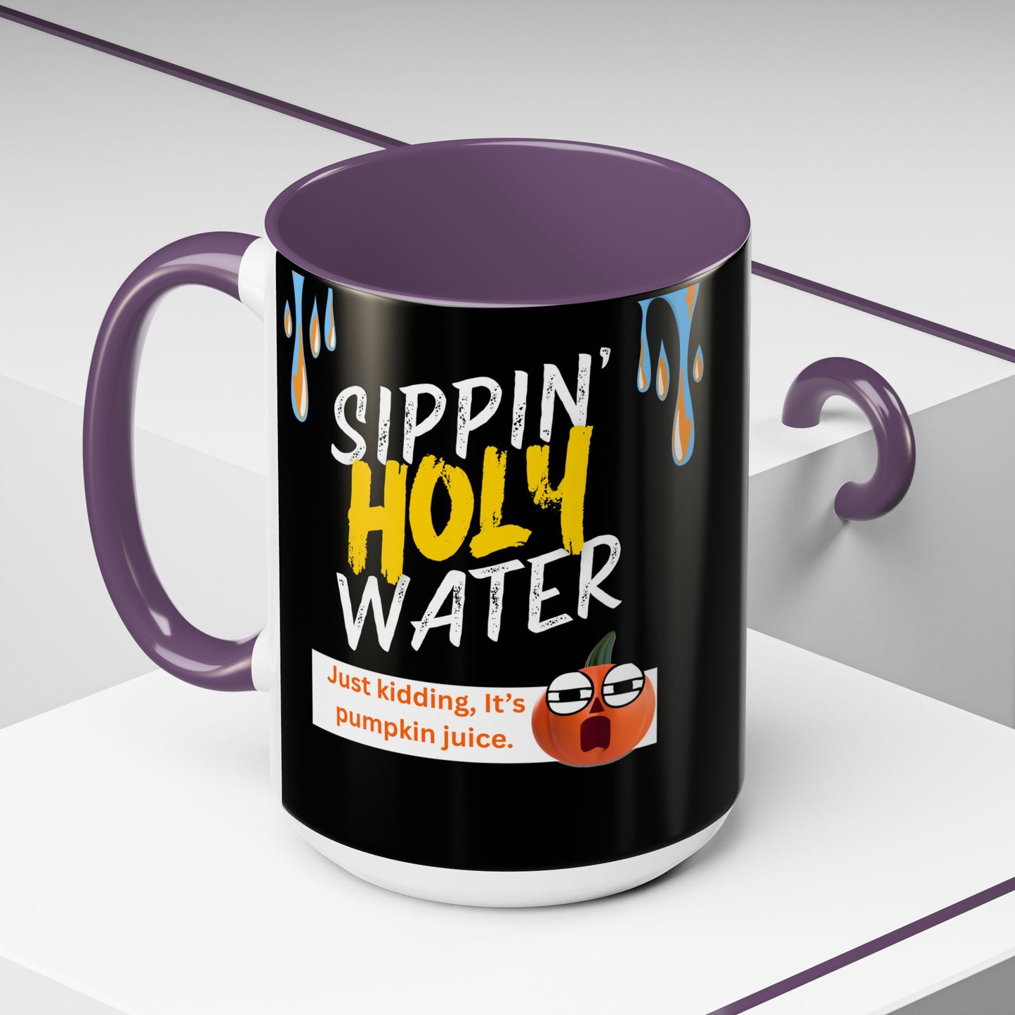 Sippin' Holy Water Coffee Mug, Funny Pumpkin Juice Mug, Halloween Coffee Cup, Unique Gift for Fall, Cute Office Mug, Quirky Kitchenware