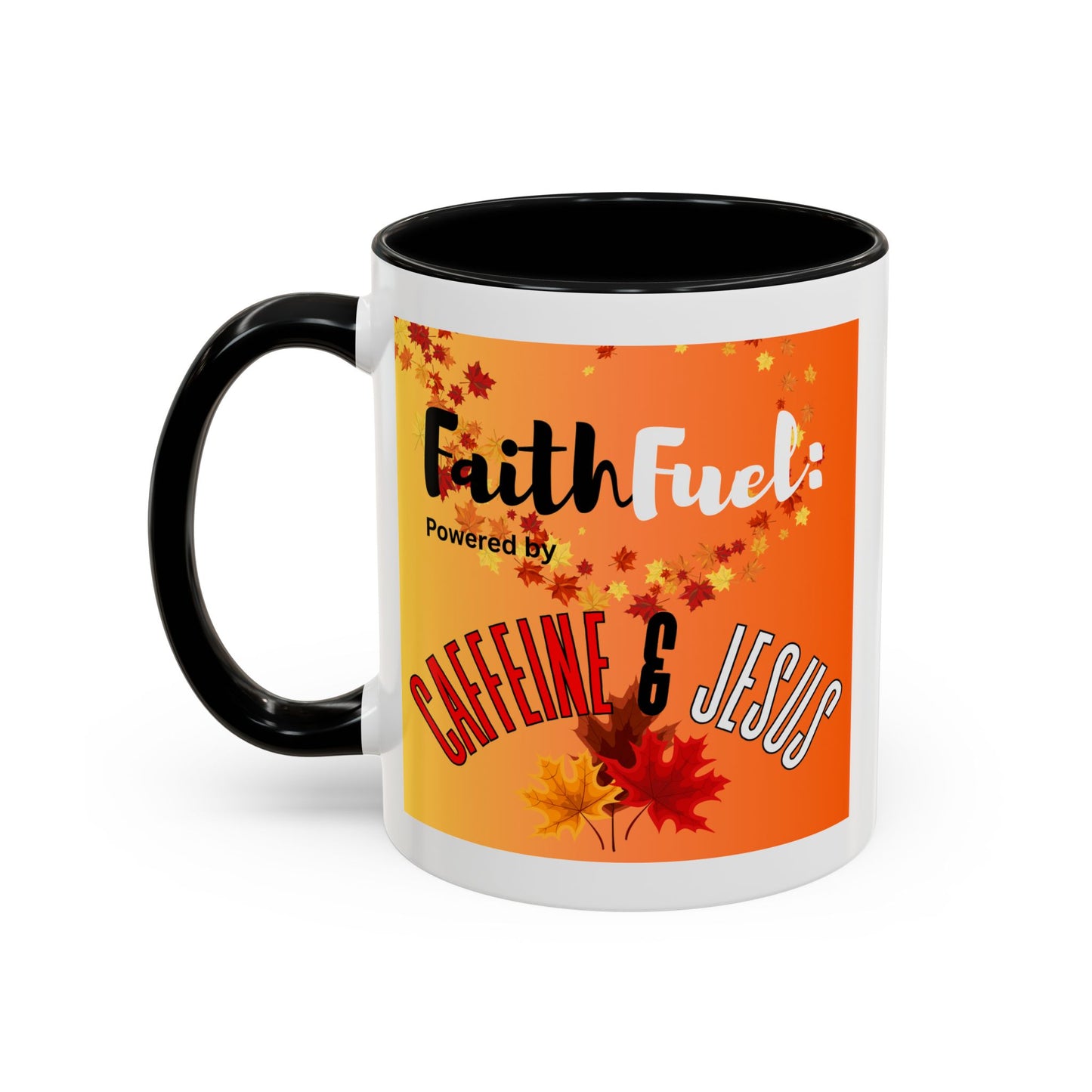 FaithFuel Caffeine & Jesus Mug - Fall Coffee Cup, Inspirational Gift, Autumn Decor, Home Office Supplies, Religious Mug