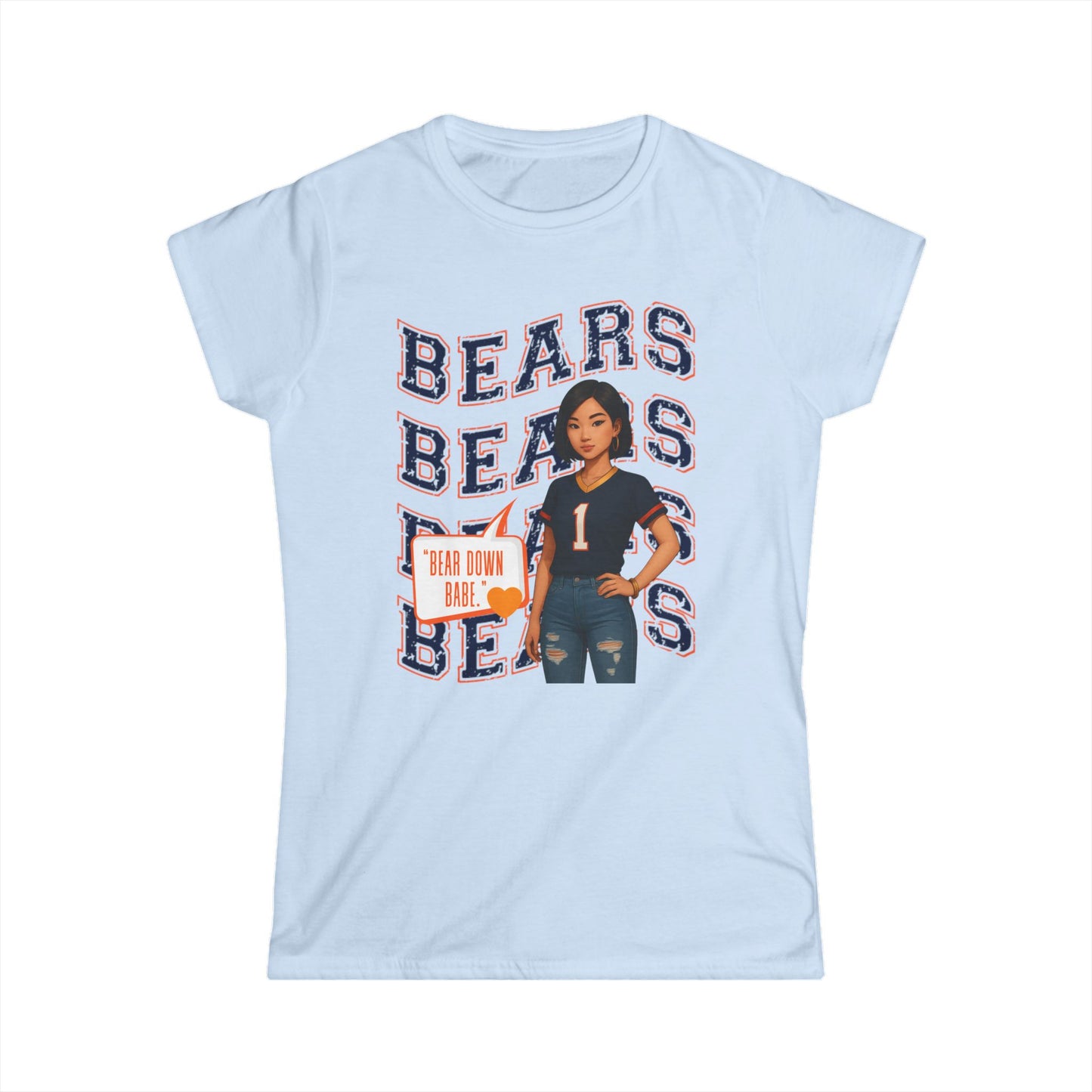 Cheerful Bears Women's Tee, Sports Fan Shirt, Casual Wear, Game Day Outfit, Birthday Gift, Women's Graphic Tee