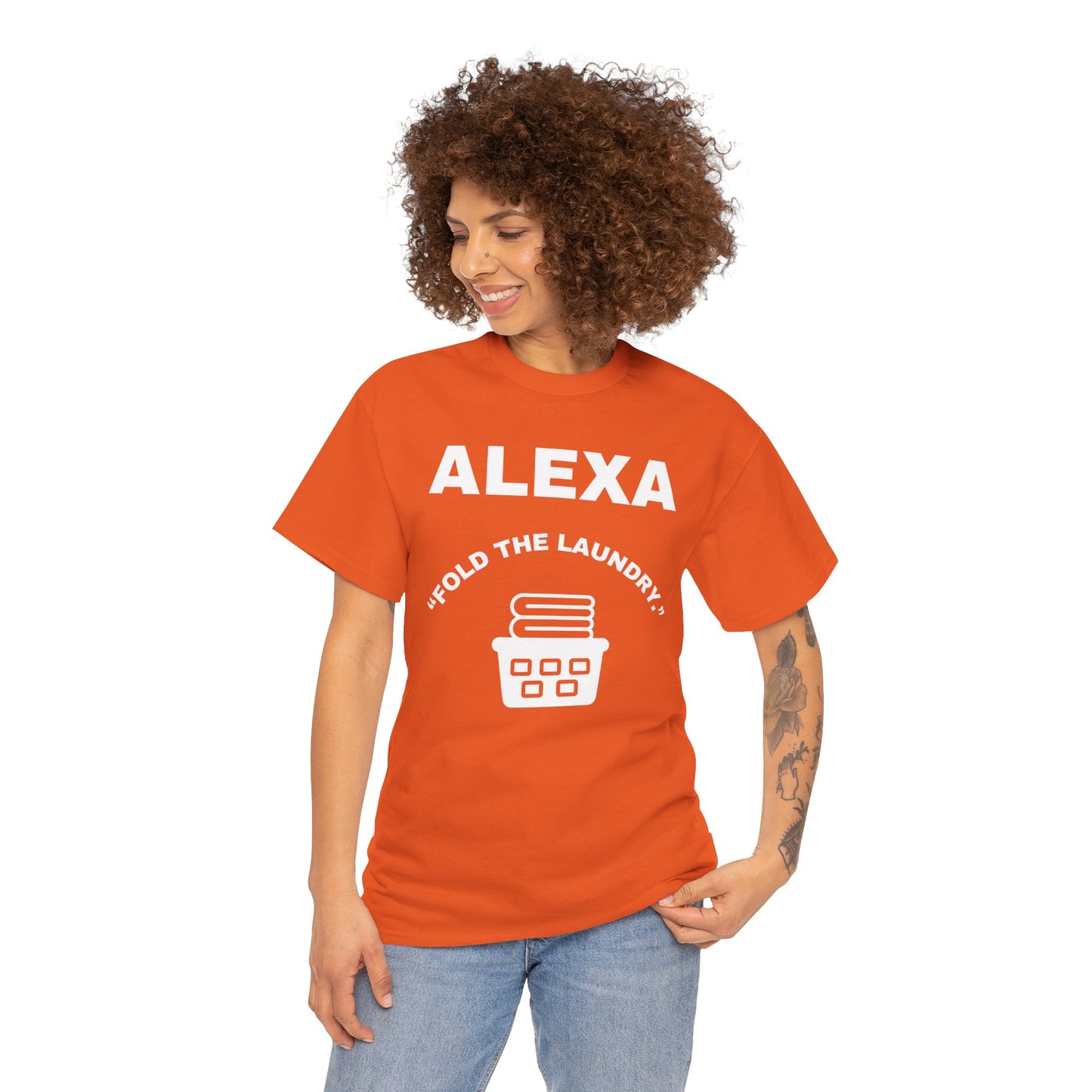 Funny Laundry T-Shirt, Humor Tee, Gift for Mom, Funny Housework Shirt, Unisex Cotton Tee, Alexa Joke Shirt