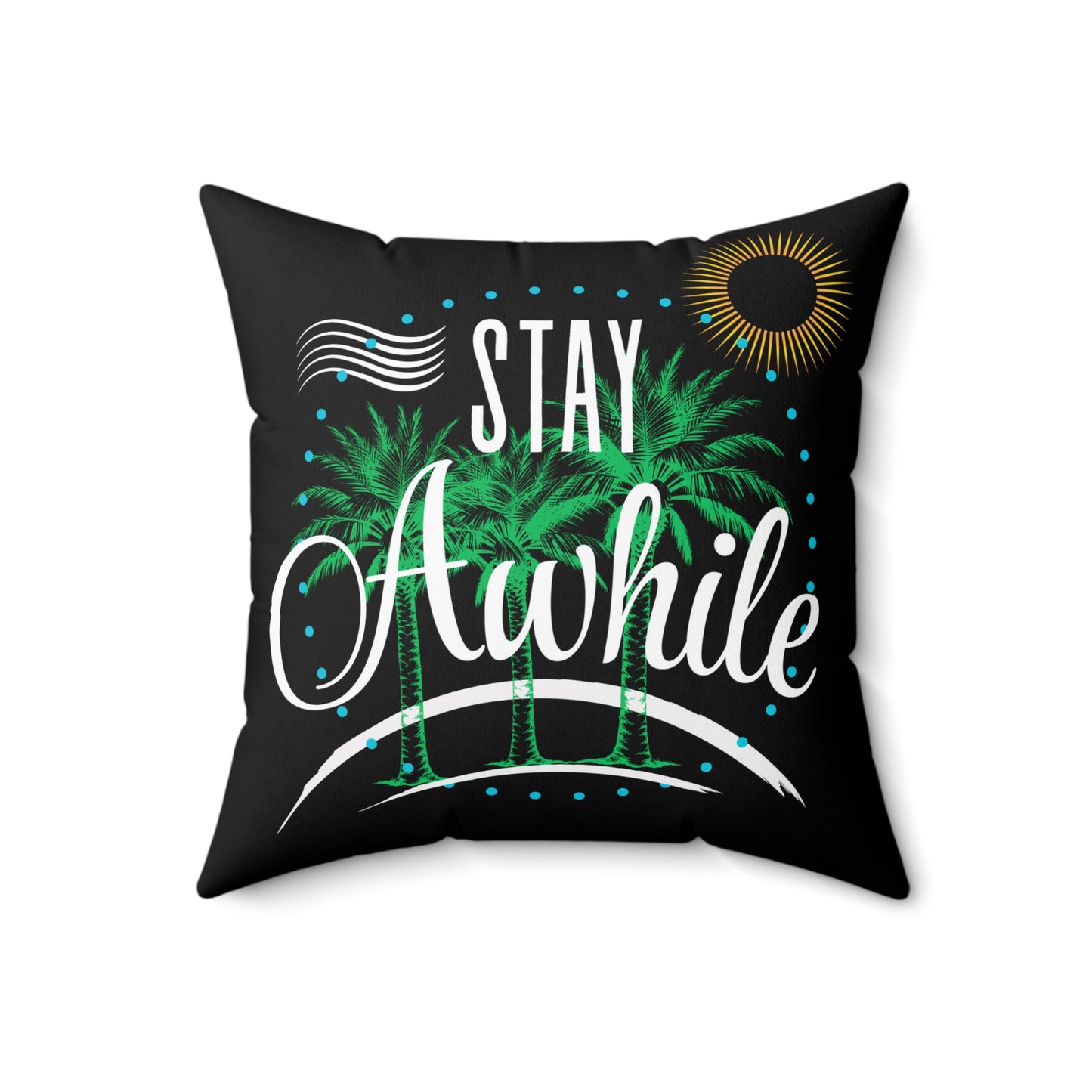Tropical Stay Awhile Pillow, Beach Decor, Summer Vibes, Cozy Home Accent, Gift for Beach Lovers, Relaxation Decor