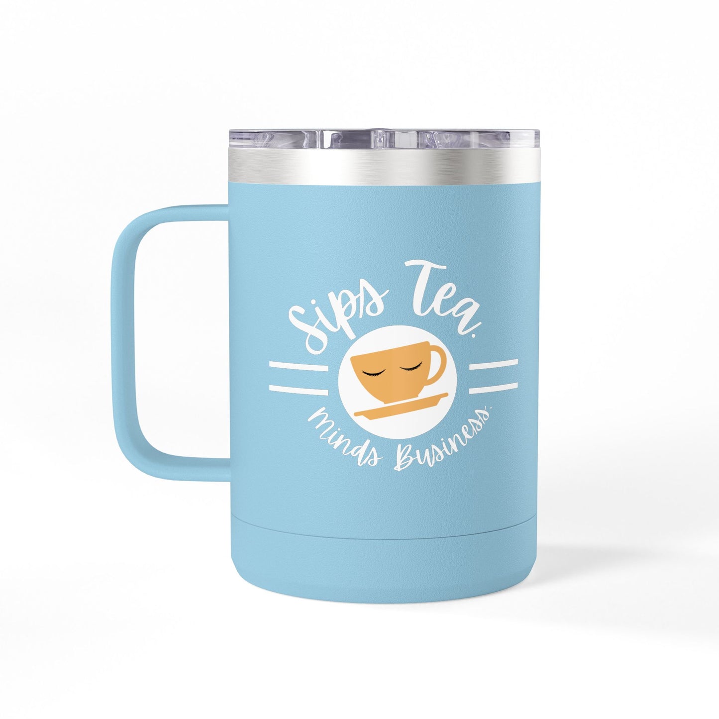 Coffee Lover's Tumbler with Sips Tea Design, Insulated Mug for Home, Travel, Gift for Coffee & Tea Lovers, Birthday, Office, Everyday Use