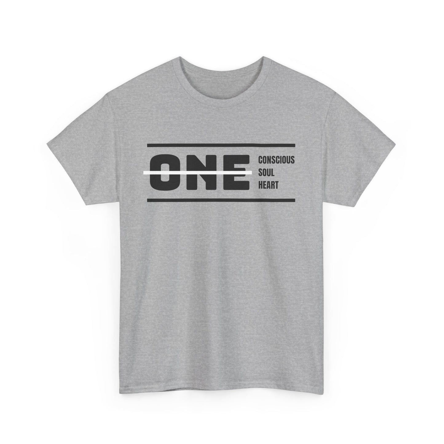 Male's Heavy Cotton Tee - 'ONE' Conscious Soul Heart | Casual Apparel, Gift for Mindfulness, Inspirational Wear, Summer Tee, Everyday Style