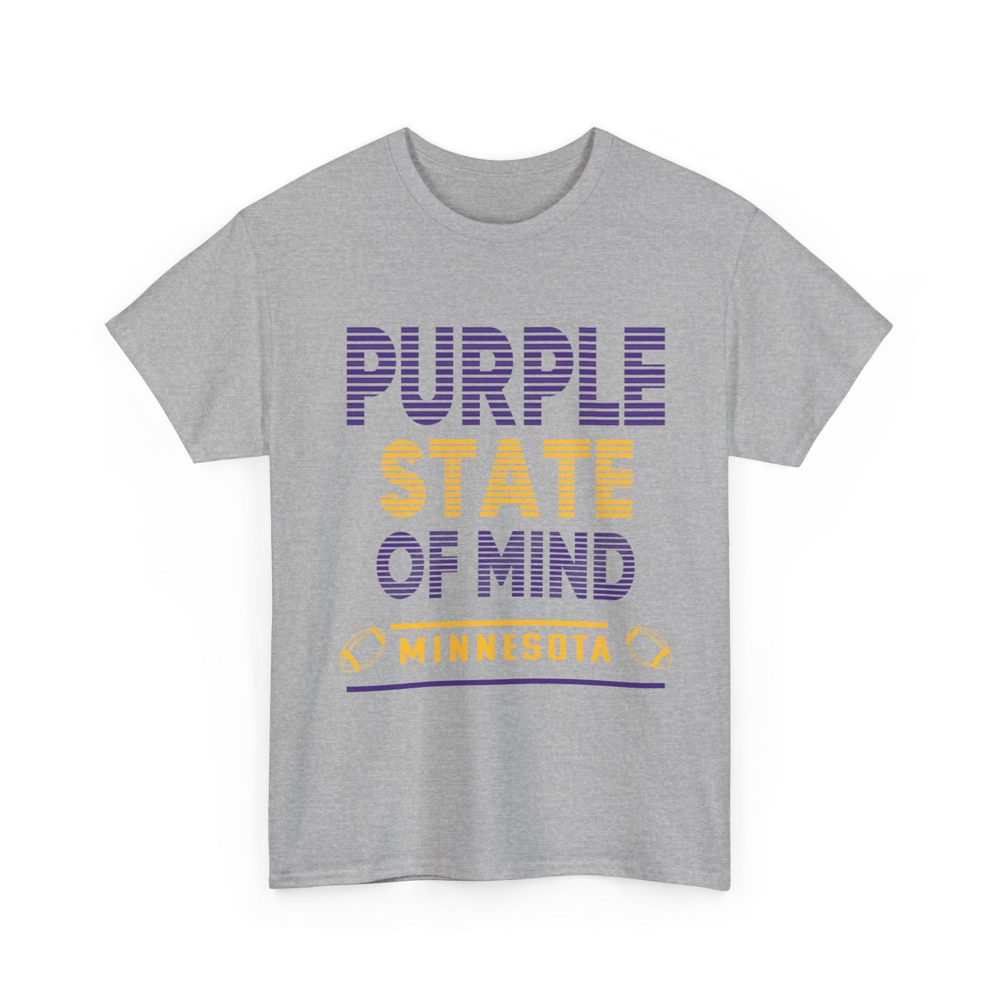 Purple State of Mind Male Cotton Tee, Comfortable Casual Wear, Gift for Minnesota Lovers, Birthday, College Apparel