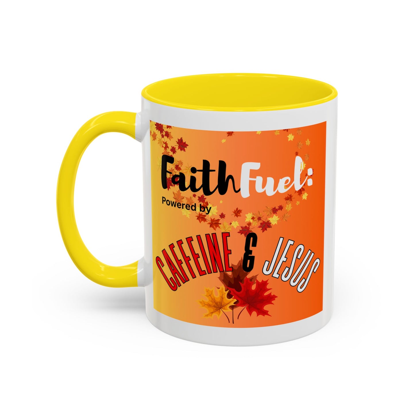 FaithFuel Caffeine & Jesus Mug - Fall Coffee Cup, Inspirational Gift, Autumn Decor, Home Office Supplies, Religious Mug