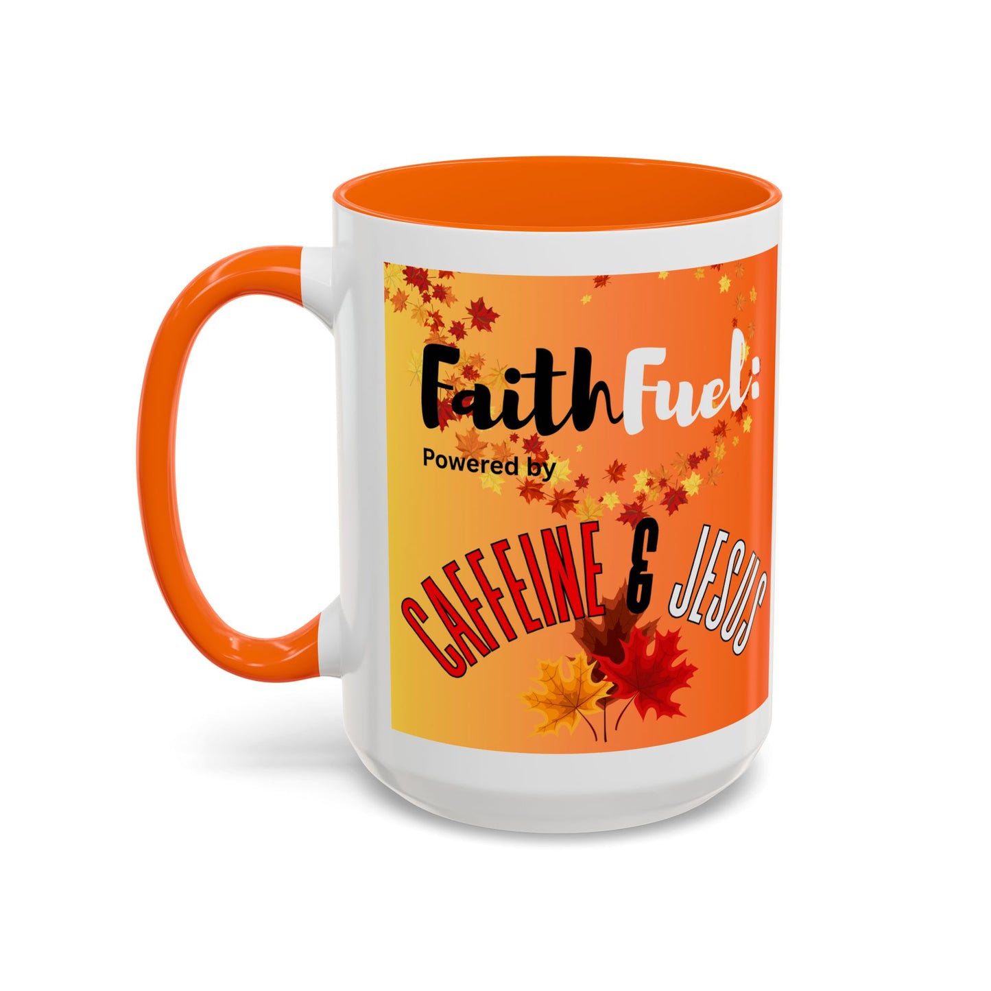 FaithFuel Caffeine & Jesus Mug - Fall Coffee Cup, Inspirational Gift, Autumn Decor, Home Office Supplies, Religious Mug
