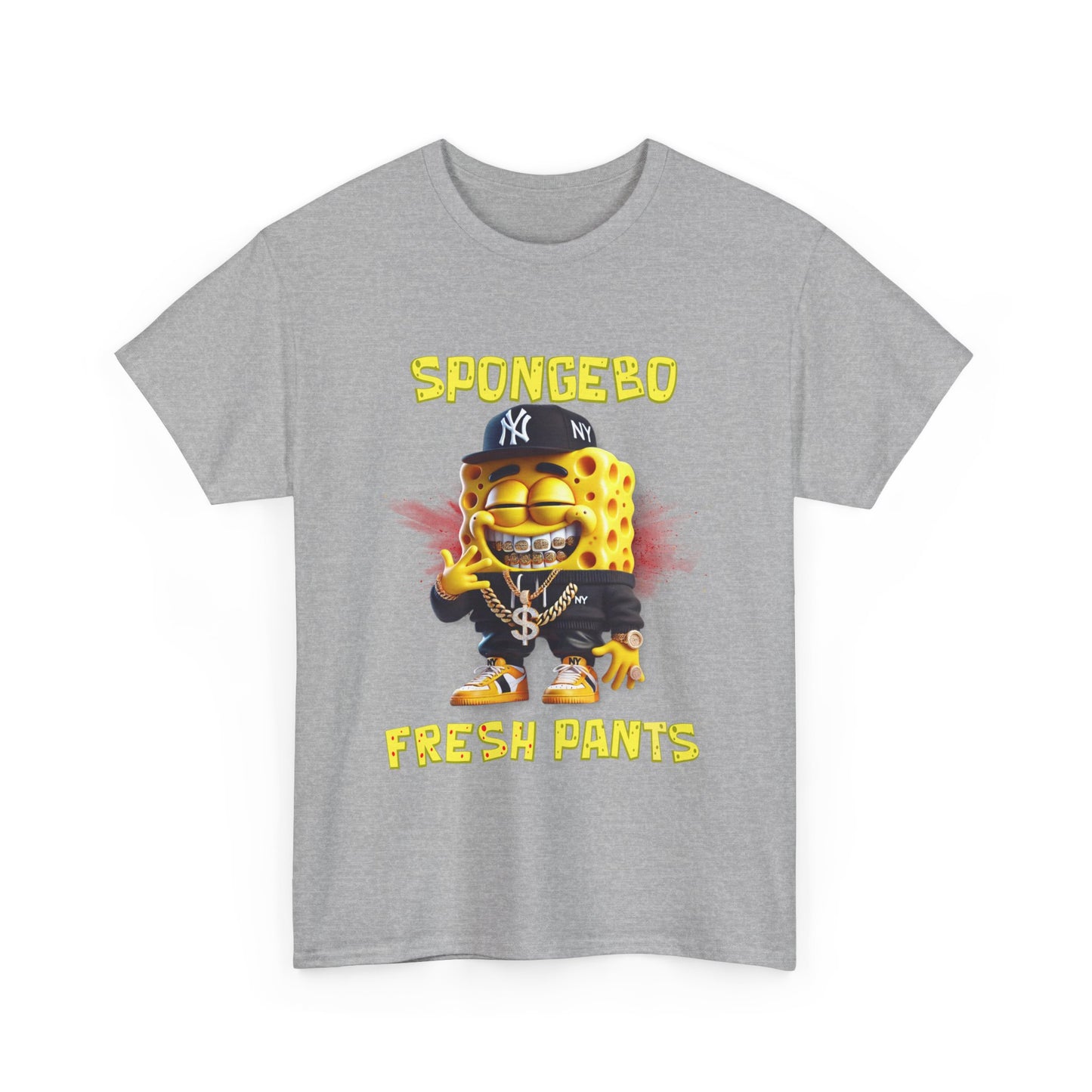 SpongeBo Fresh Pants Unisex Heavy Cotton Tee - Fun Graphic T-Shirt for Kids and Adults