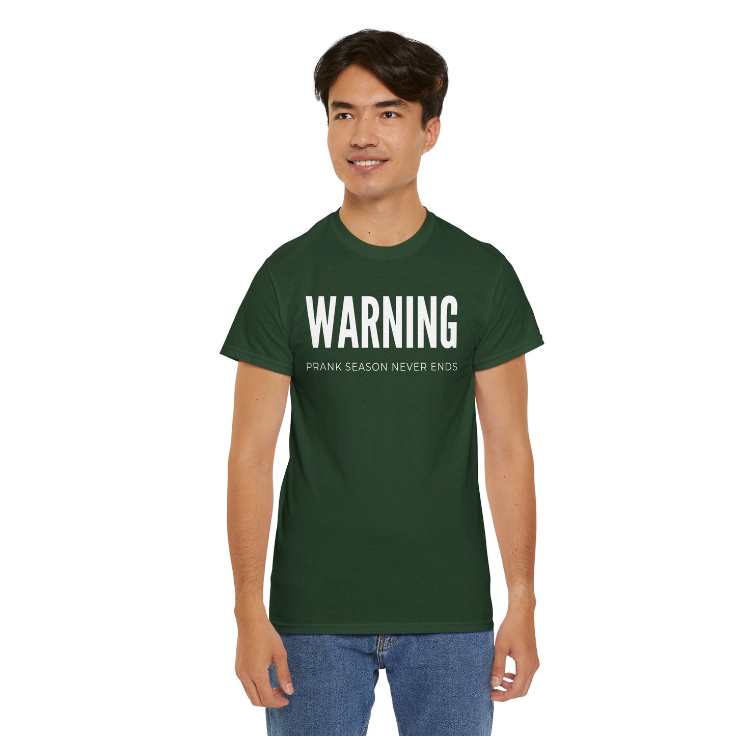 Warning Prank Season Unisex Heavy Cotton Tee | Fun Gift, Casual Wear, Comedy Merchandise, Birthday Gift, Prankster Shirt