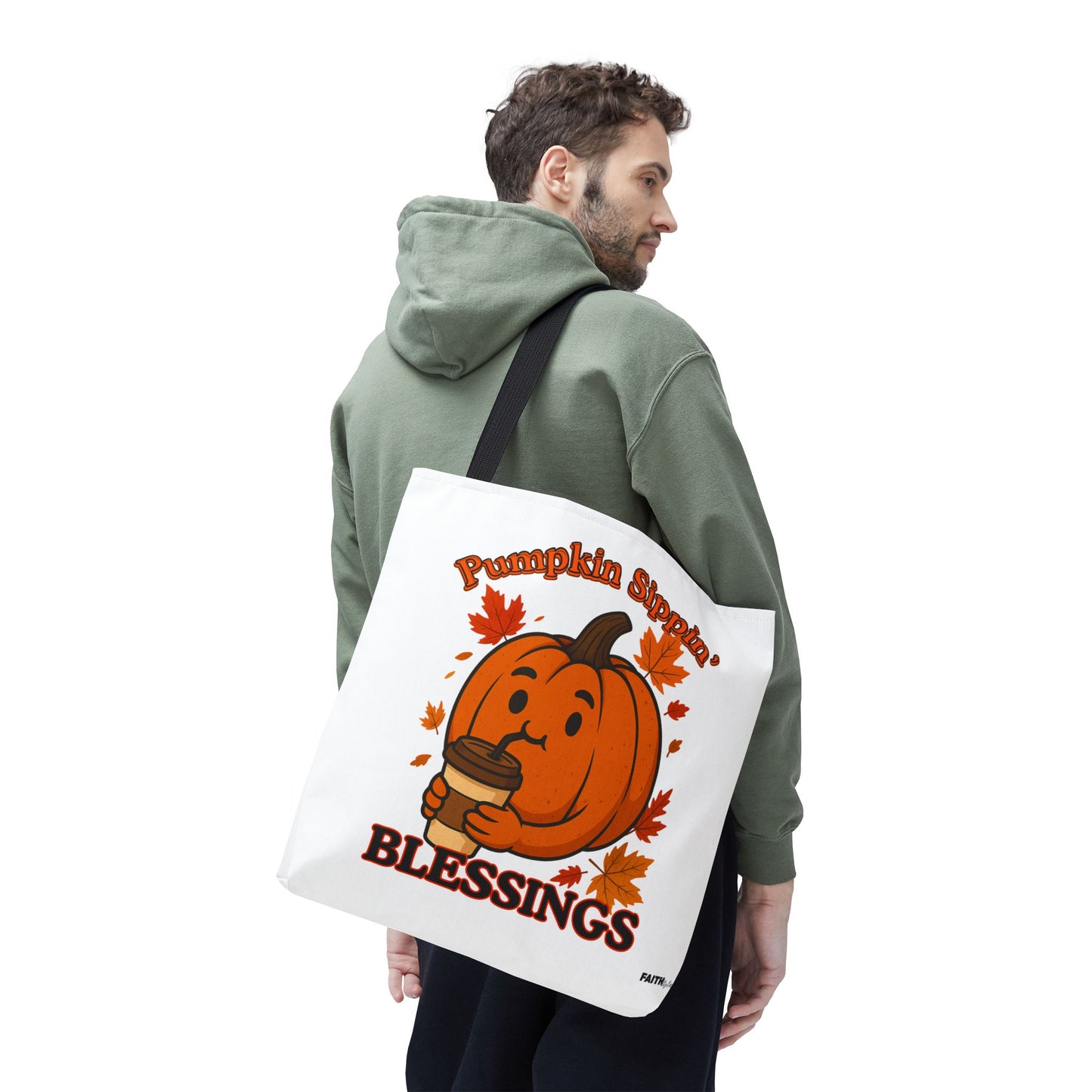 FaithStyles Autumn Pumpkin Blessings Tote Bag | Fall Bag, Cute Tote, Gift for Her, Thanksgiving, Coffee Lovers, Halloween Decor