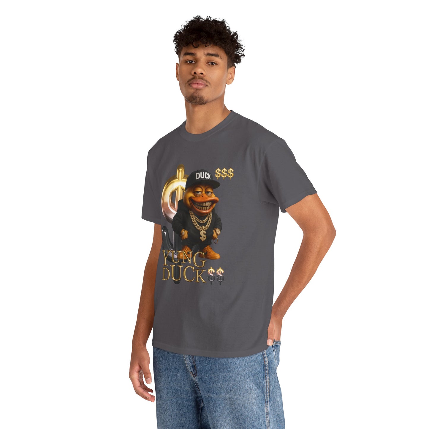 Yung Duck$$ Unisex Heavy Cotton Tee - Fun Streetwear T-Shirt for Casual Outfits