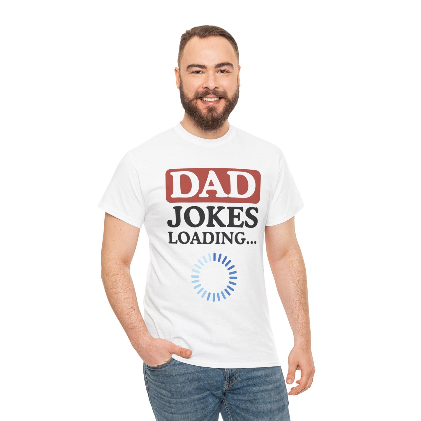 Dad Jokes Loading Unisex Heavy Cotton Tee, Funny Father's Day Gift, Humor T-Shirt, Dad Shirt, Gag Gift for Dads, Casual Everyday Wear