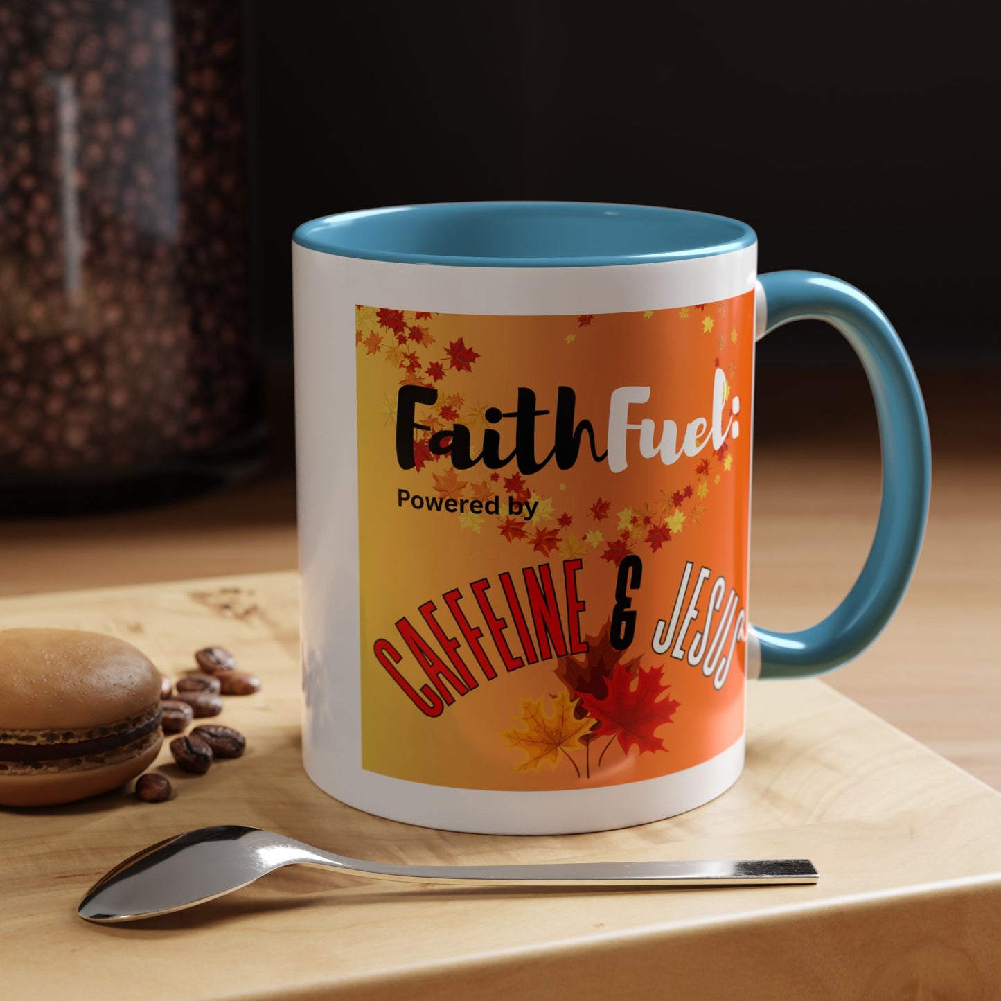 FaithFuel Caffeine & Jesus Mug - Fall Coffee Cup, Inspirational Gift, Autumn Decor, Home Office Supplies, Religious Mug
