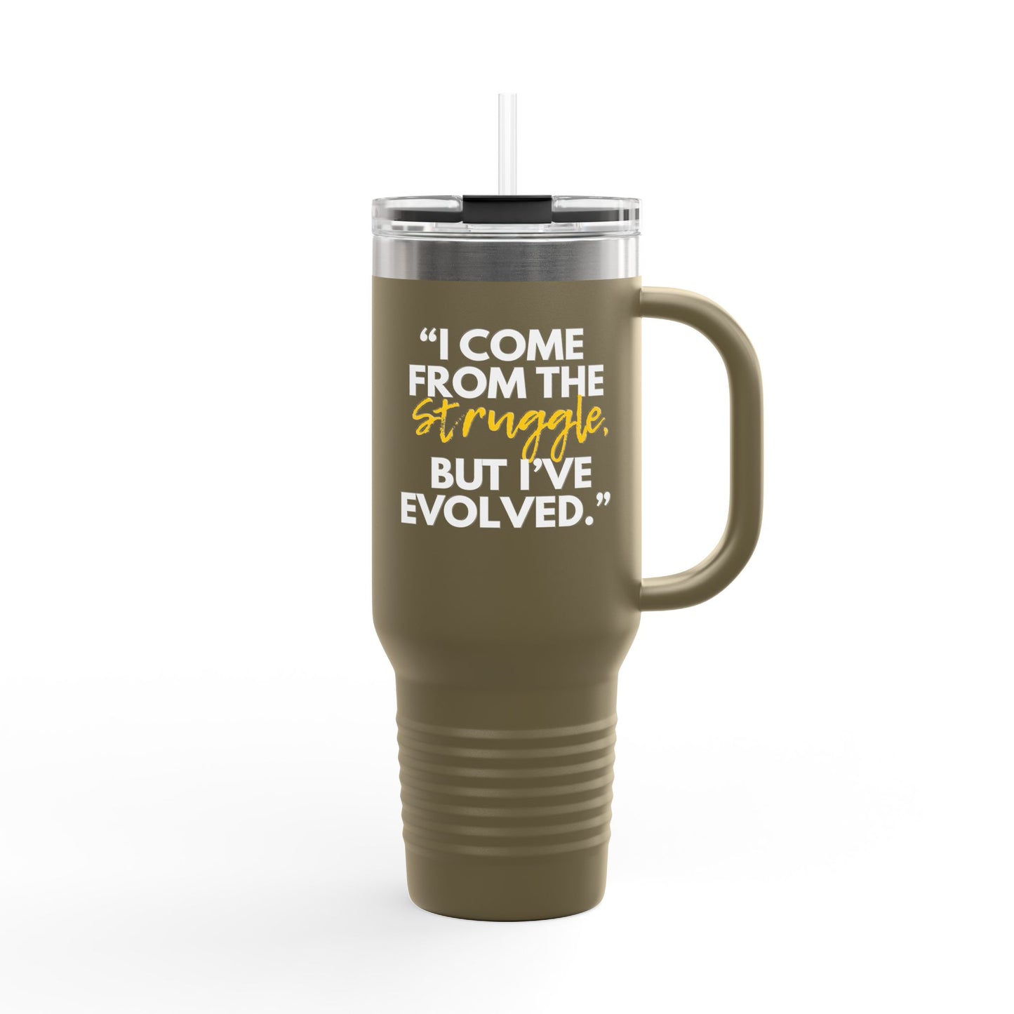 Inspirational Insulated Travel Mug, Motivational Coffee Tumbler, Evolved Journey Mug, Perfect for Gifts, Travel, and Daily Use