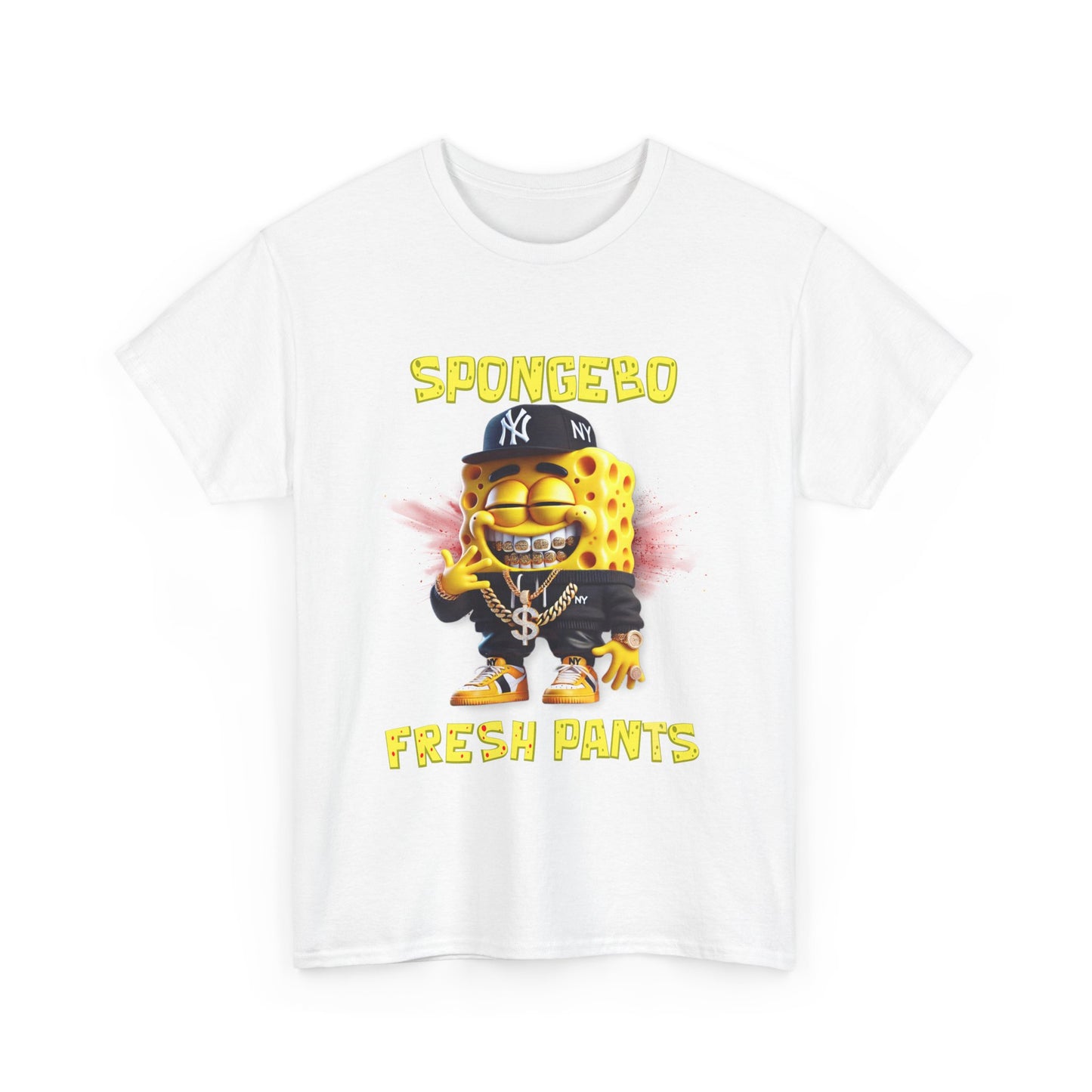 SpongeBo Fresh Pants Unisex Heavy Cotton Tee - Fun Graphic T-Shirt for Kids and Adults