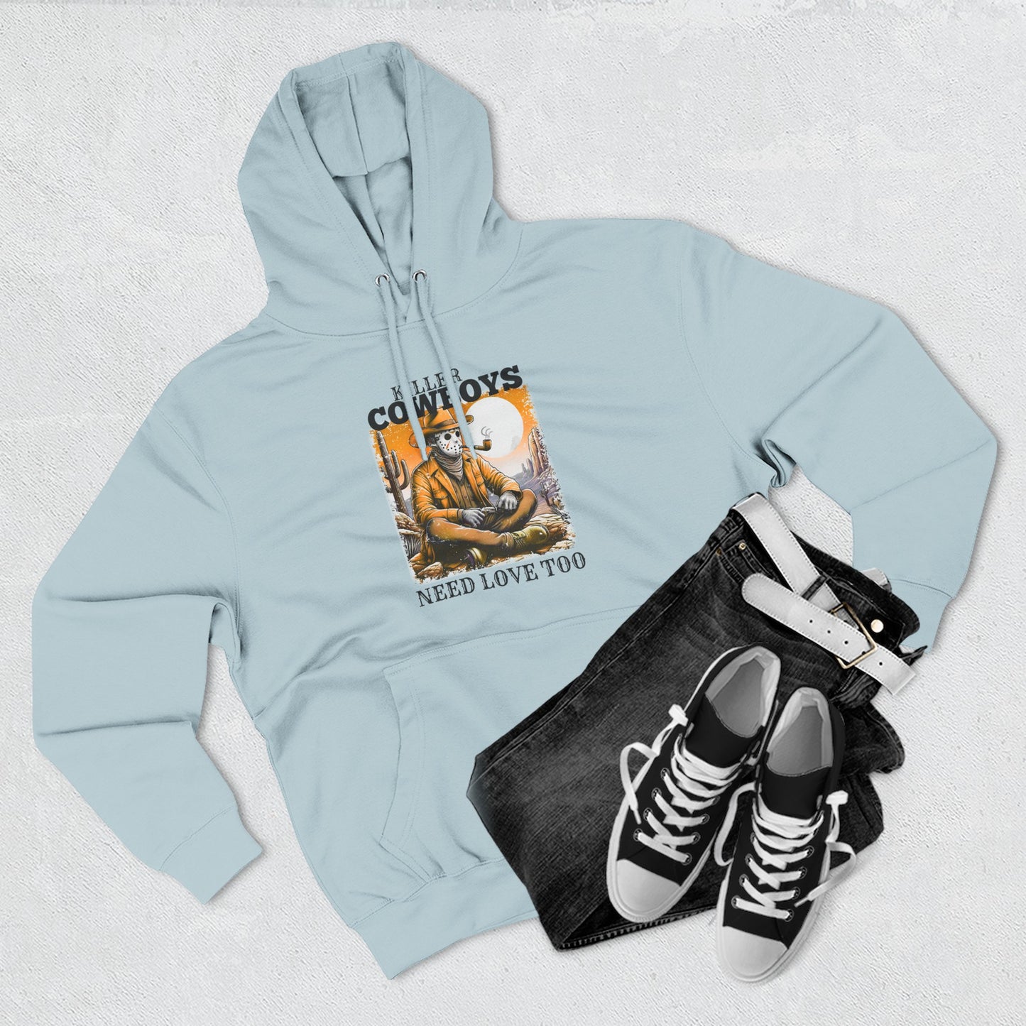 Three-Panel Fleece Hoodie-Front & Back Images