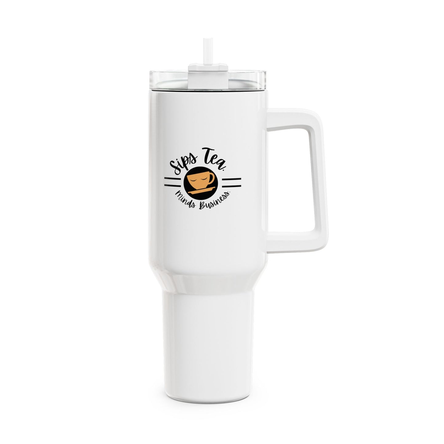 40oz Tumbler with Straw - Perfect for Hot or Cold Beverages, Travel Mug, Insulated Water Bottle, Unique Gift for Tea Lovers, Sips Tea Design