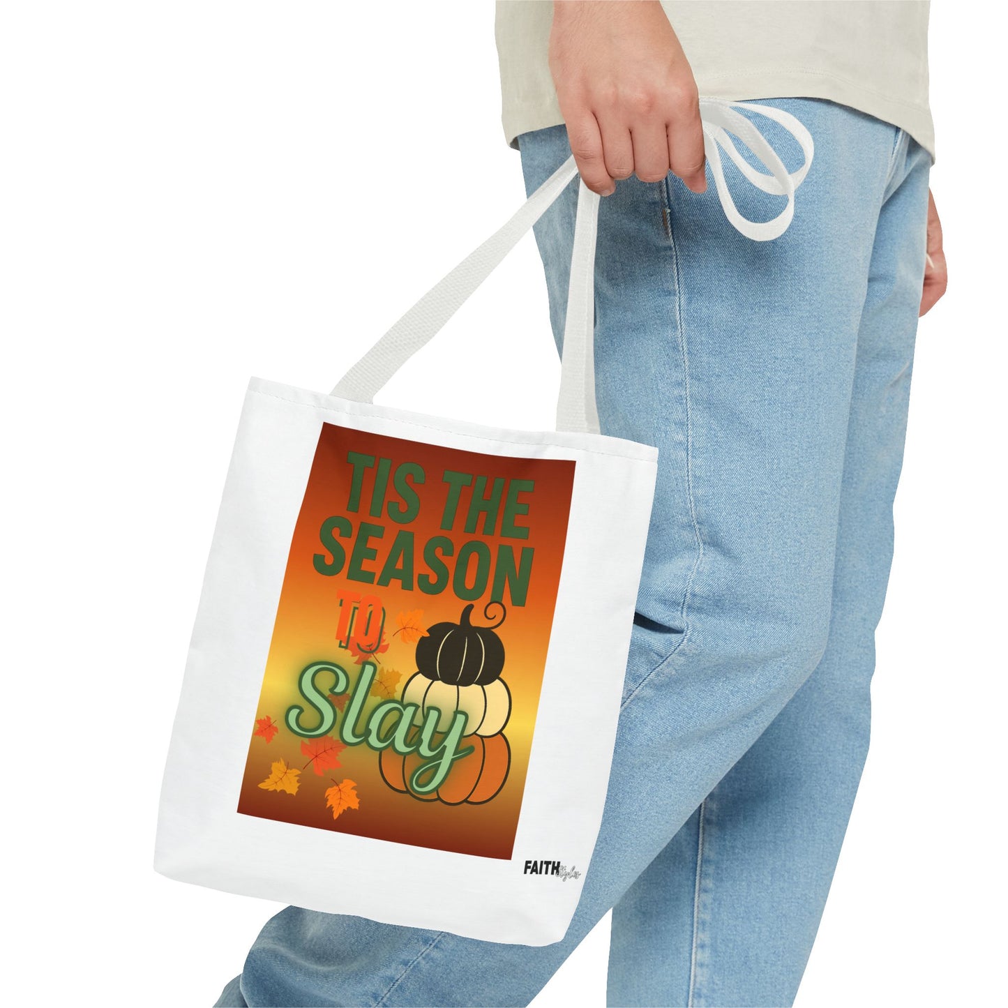 FaithStyles Seasonal Tote Bag: 'Tis the Season to Slay | Fall Shopping Bag, Halloween Tote, Autumn Handbag, Gift Bag, Eco-Friendly Tote
