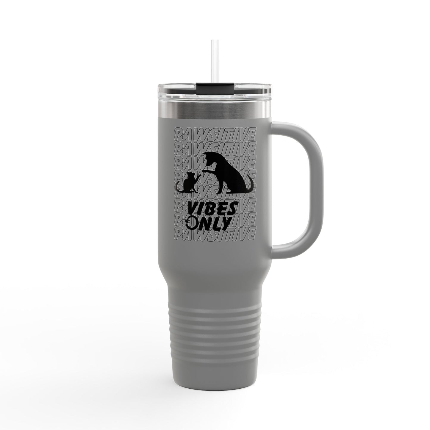 Insulated Travel Mug, 40oz-PAWSITIVE VIBES ONLY