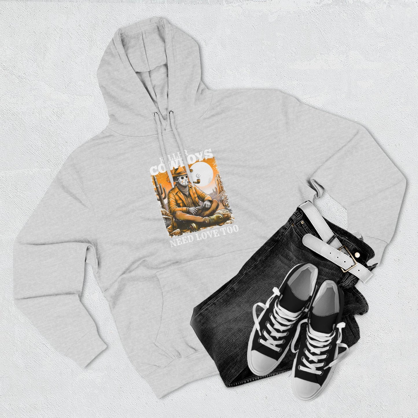 Three-Panel Fleece Hoodie-Front & Back Images