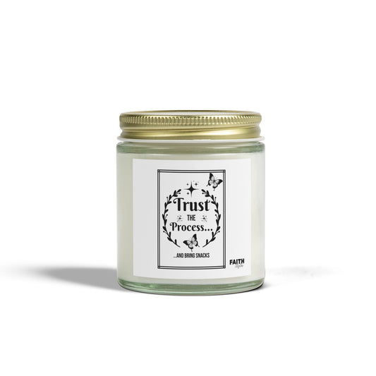 FaithStyles "TRUST THE PROCESS" Scented Wax Candles, Coconut Apricot Wax (4oz, 9oz)